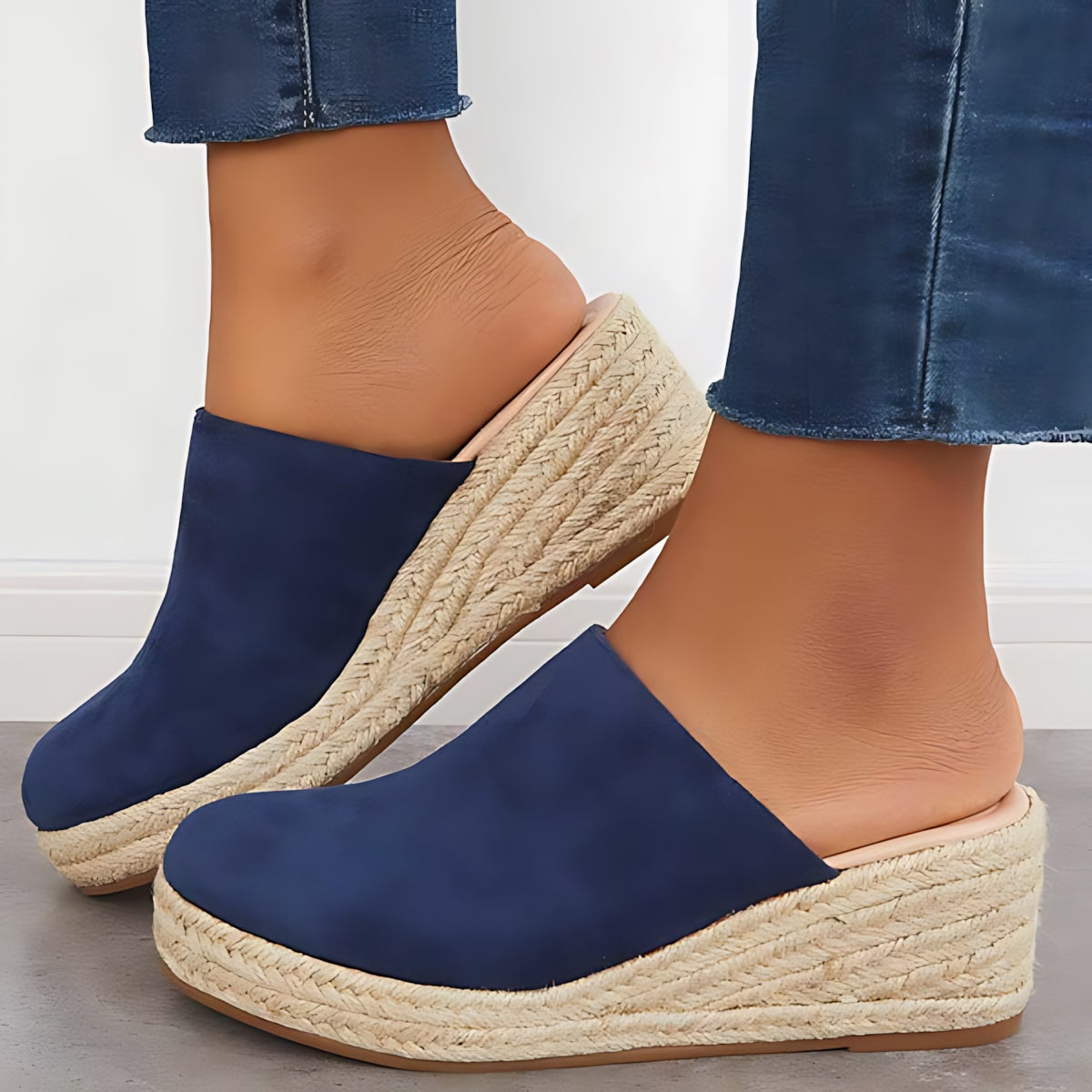Daphne – Suede Espadrille Wedge Mules