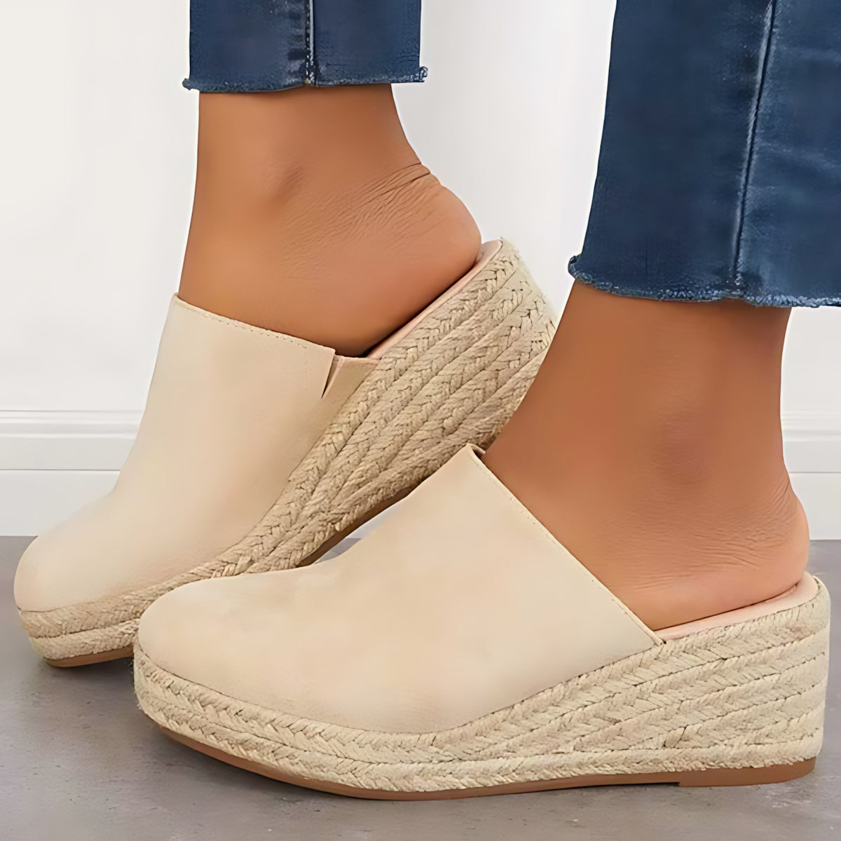 Daphne – Suede Espadrille Wedge Mules