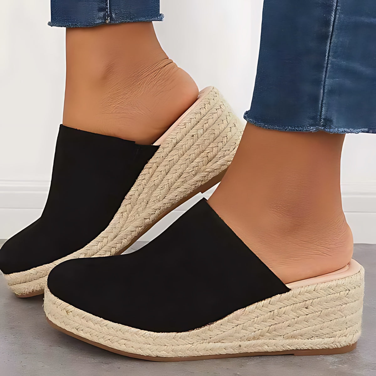 Daphne – Suede Espadrille Wedge Mules