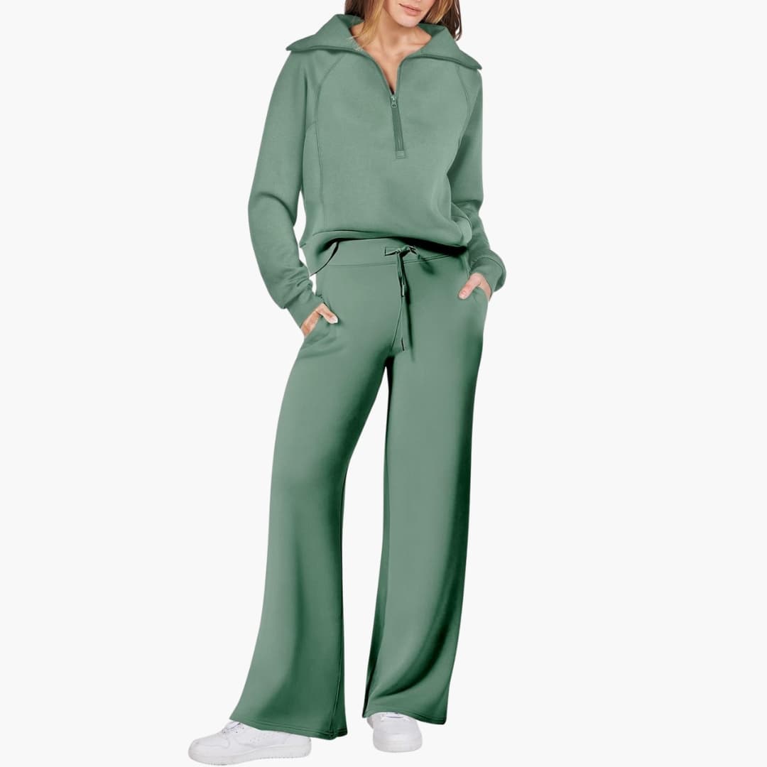 Opal – Half Zip Top And Wide Leg Pants Lounge Two Piece Set