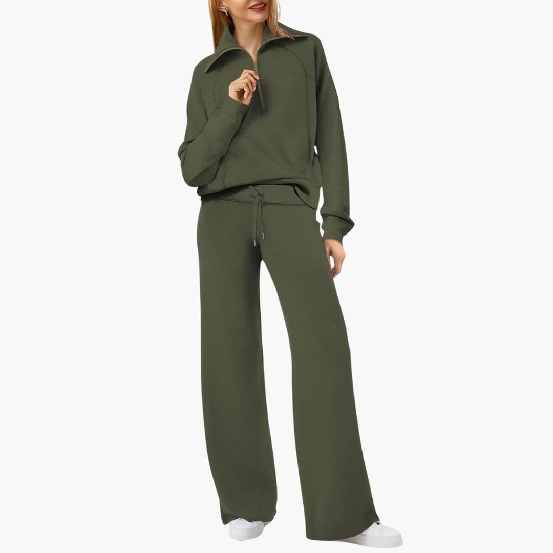 Opal – Half Zip Top And Wide Leg Pants Lounge Two Piece Set