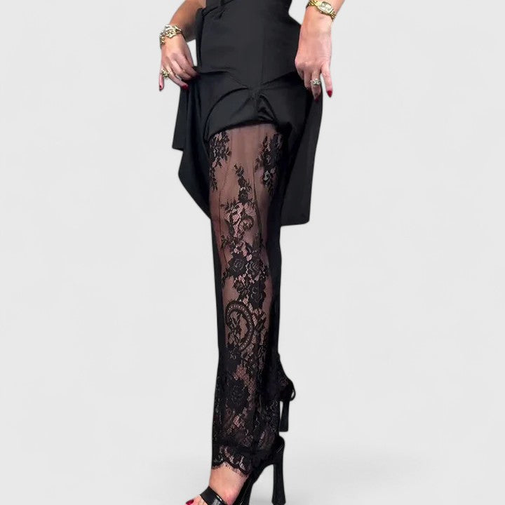 Emily – Lace Hem Wide Leg Pants
