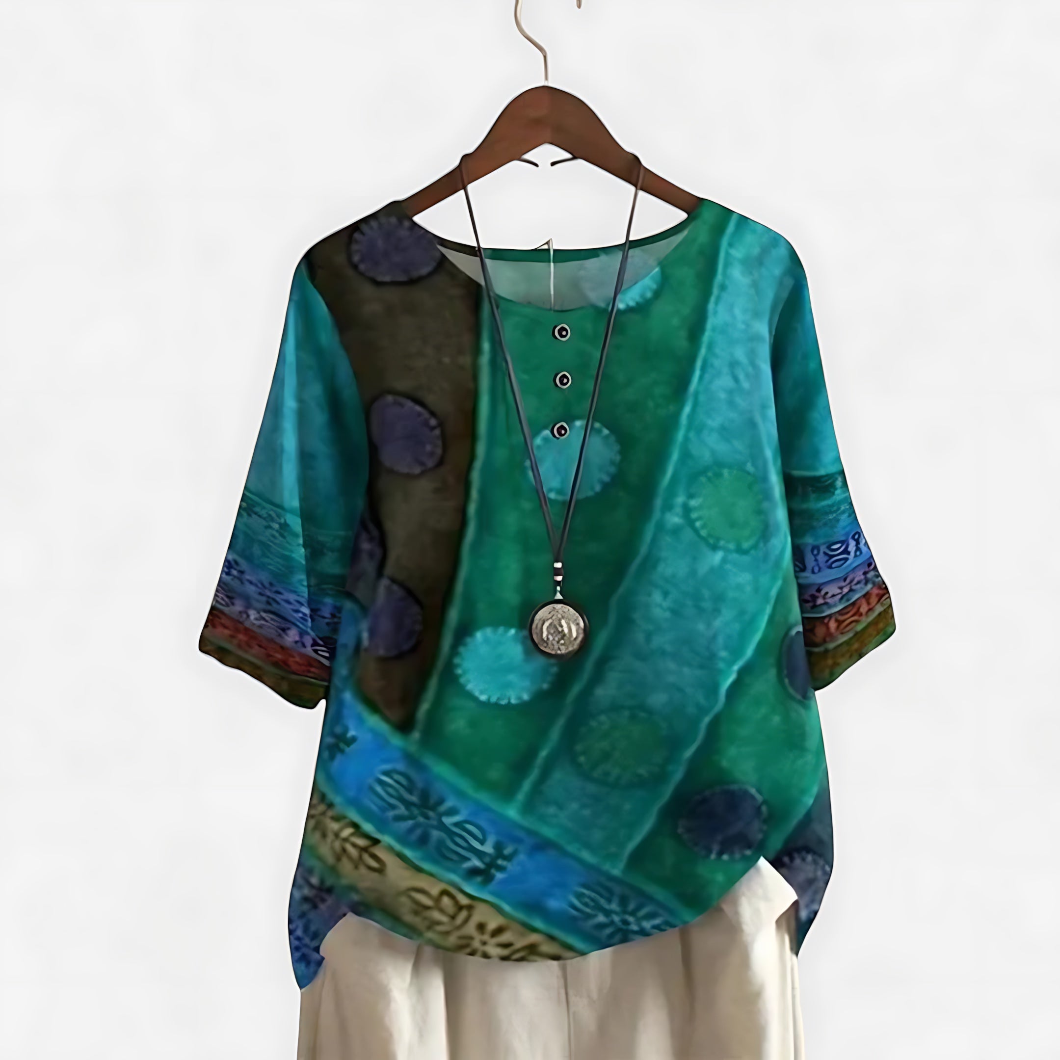Delilah – Abstract Print Boho Top