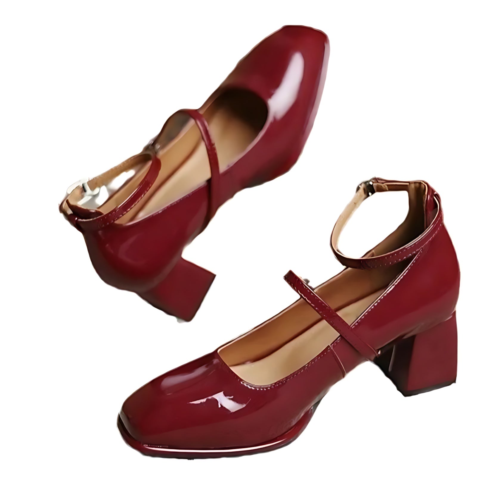 Delilah – Patent Mary Jane Block Heel Pumps