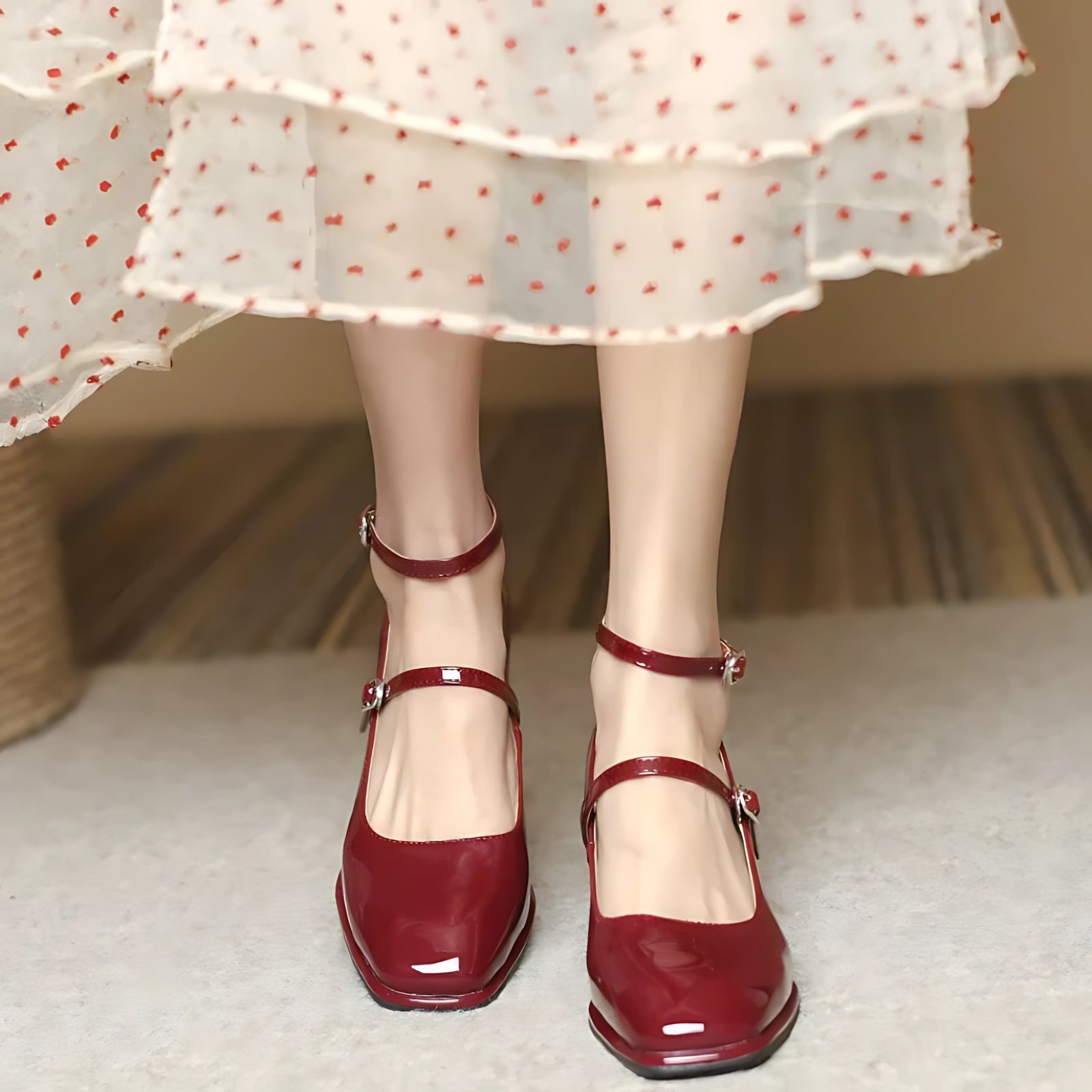 Delilah – Patent Mary Jane Block Heel Pumps