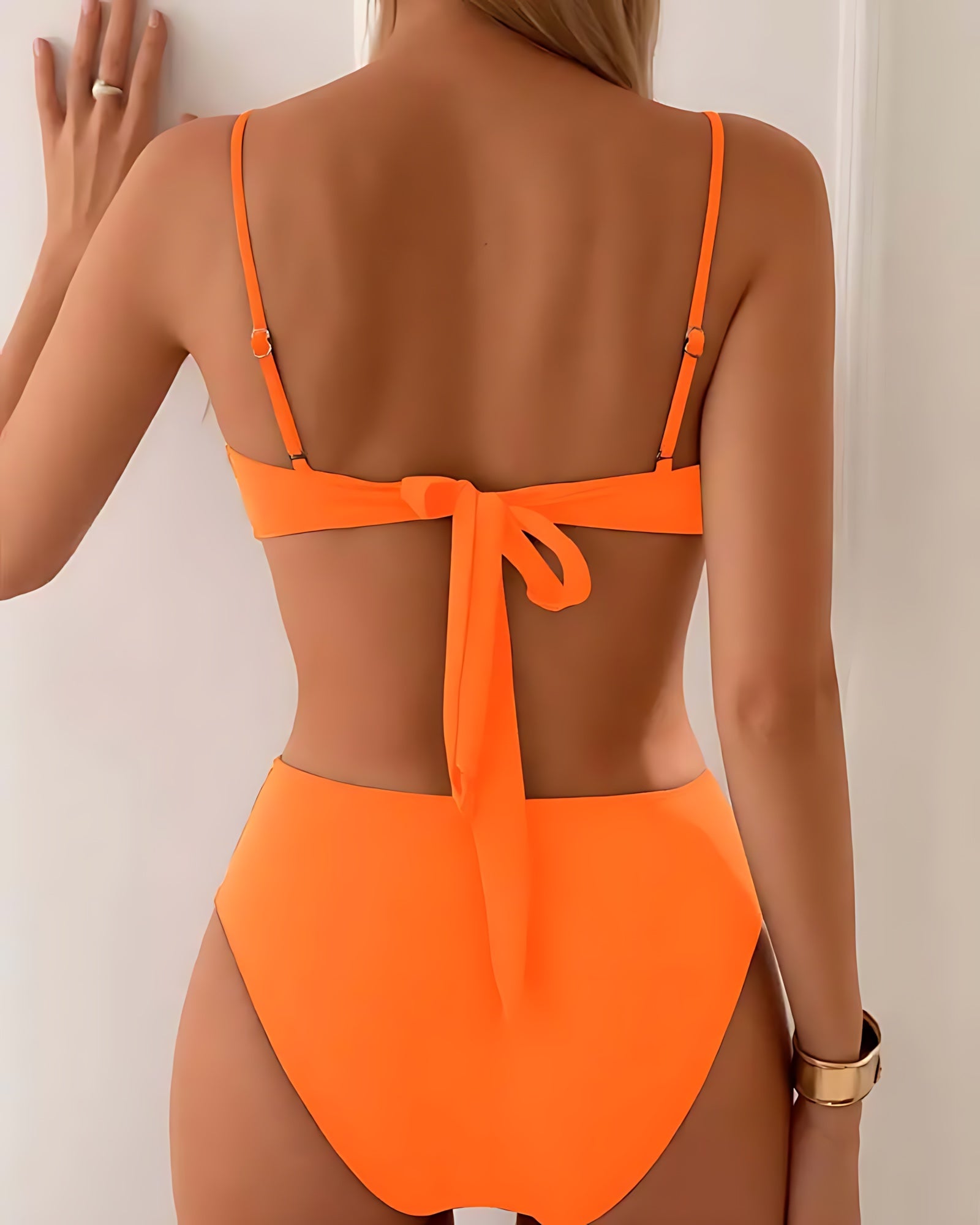 Della – Colorblock Bandeau High Waist Bikini Set