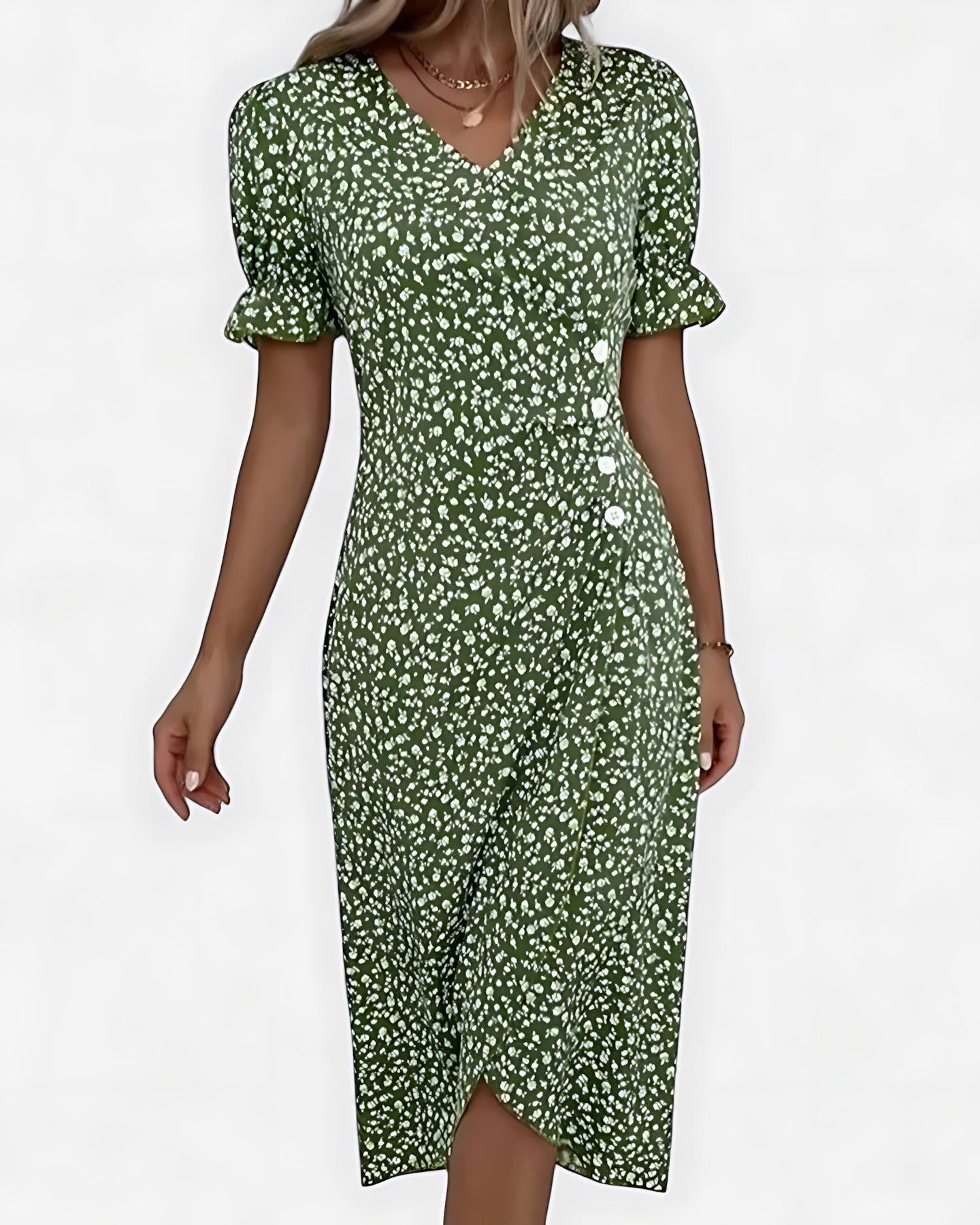 Della – Floral Ruffle Wrap Summer Midi Dress
