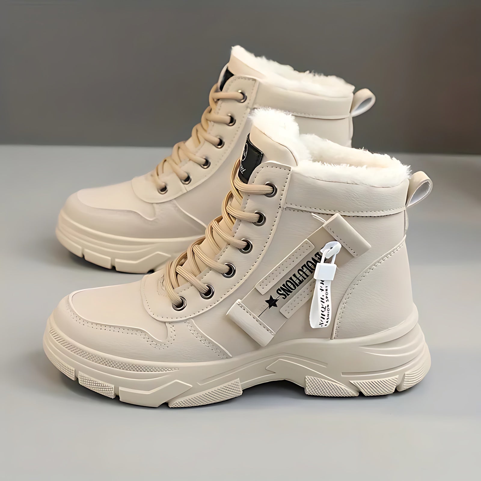 Della – Lace Up Chunky Sole Winter Ankle Boots