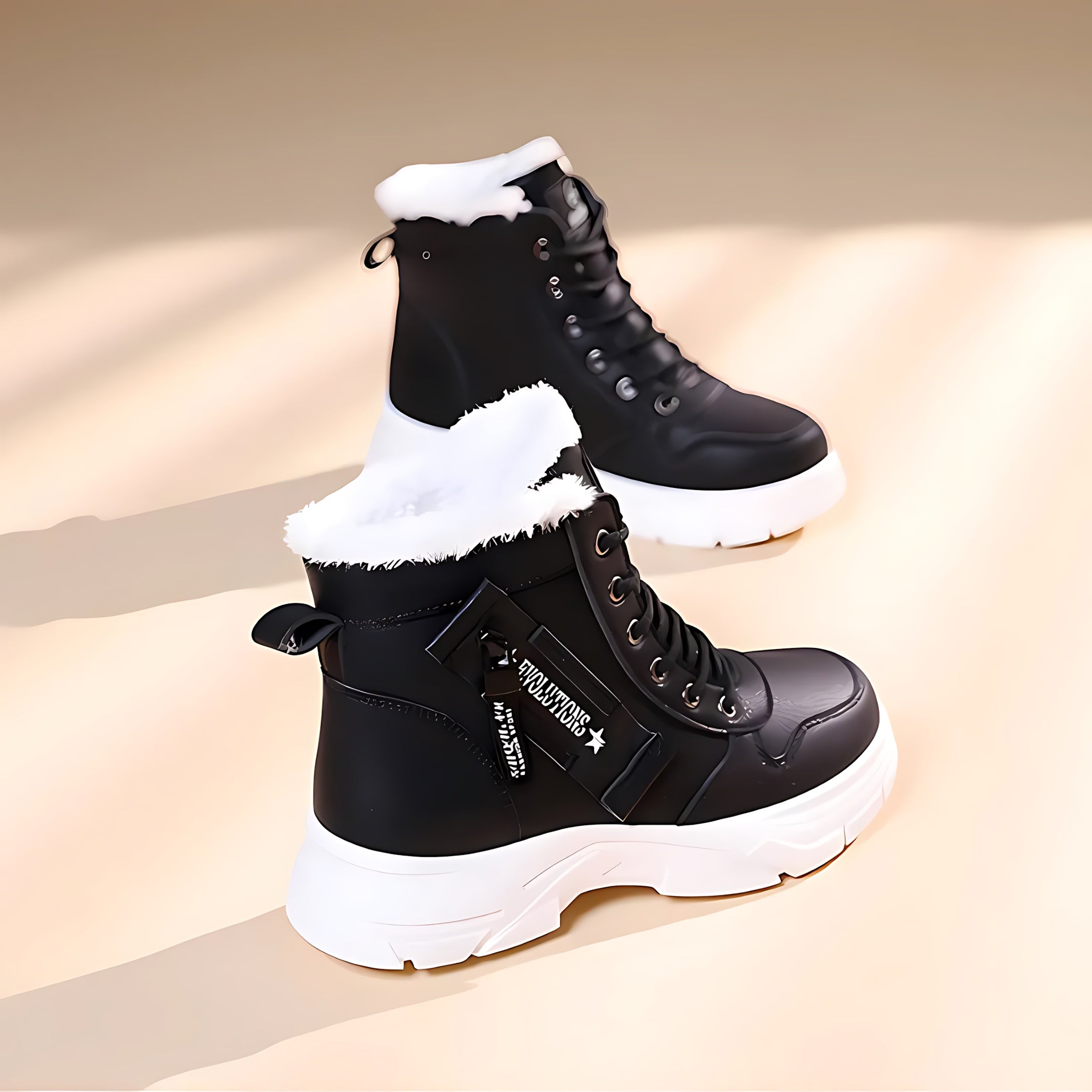 Della – Lace Up Chunky Sole Winter Ankle Boots
