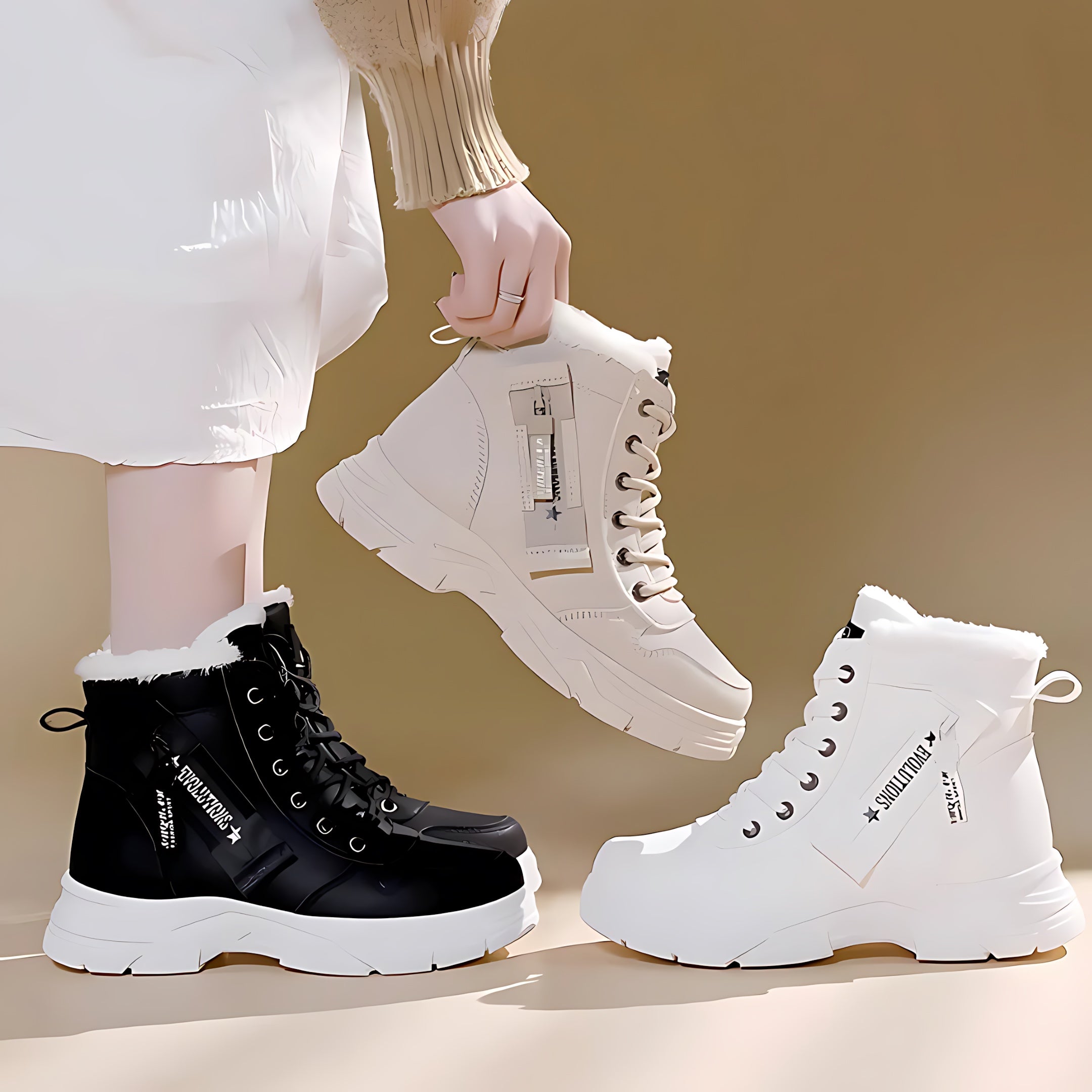 Della – Lace Up Chunky Sole Winter Ankle Boots