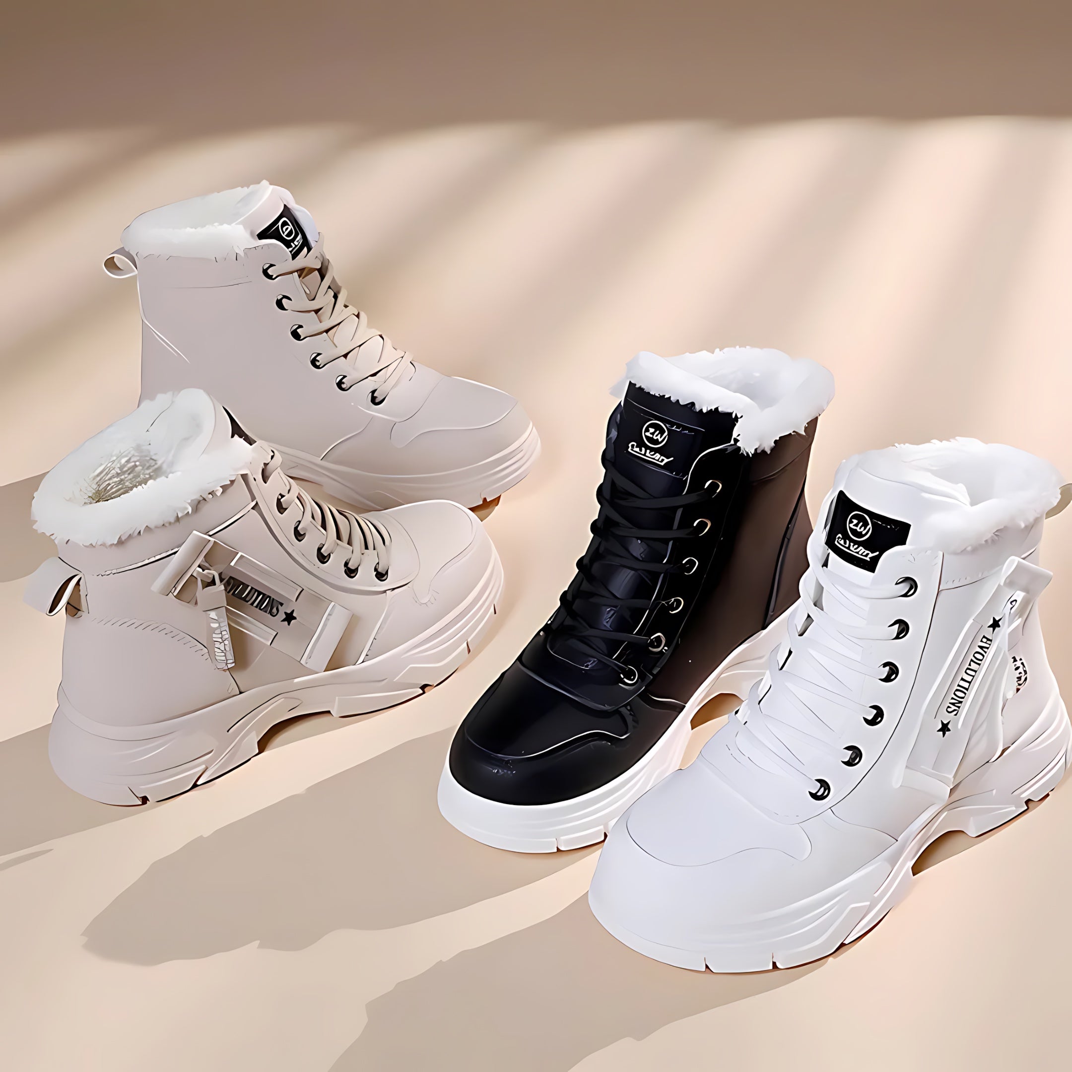 Della – Lace Up Chunky Sole Winter Ankle Boots