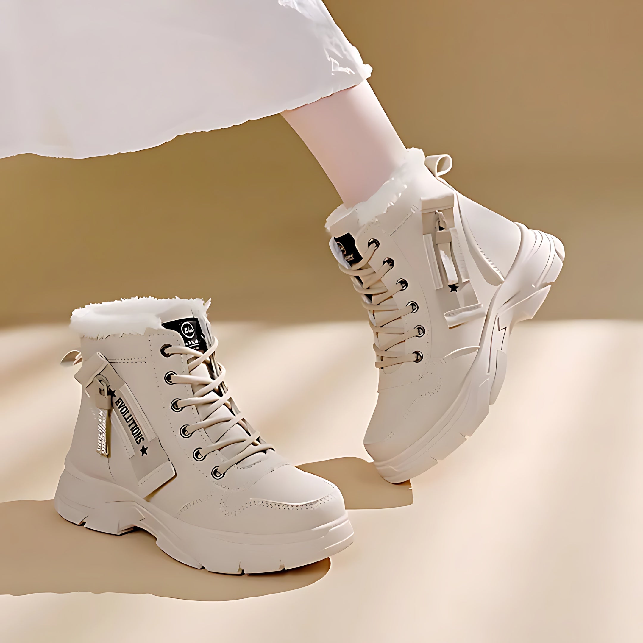Della – Lace Up Chunky Sole Winter Ankle Boots