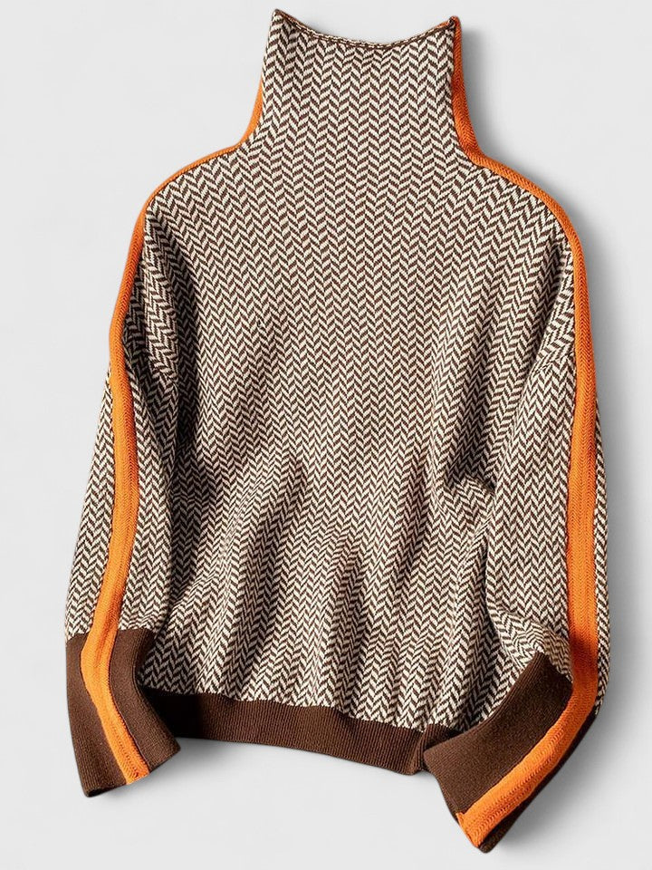 Brooklyn – Marled Contrast Stripe Knit Sweater