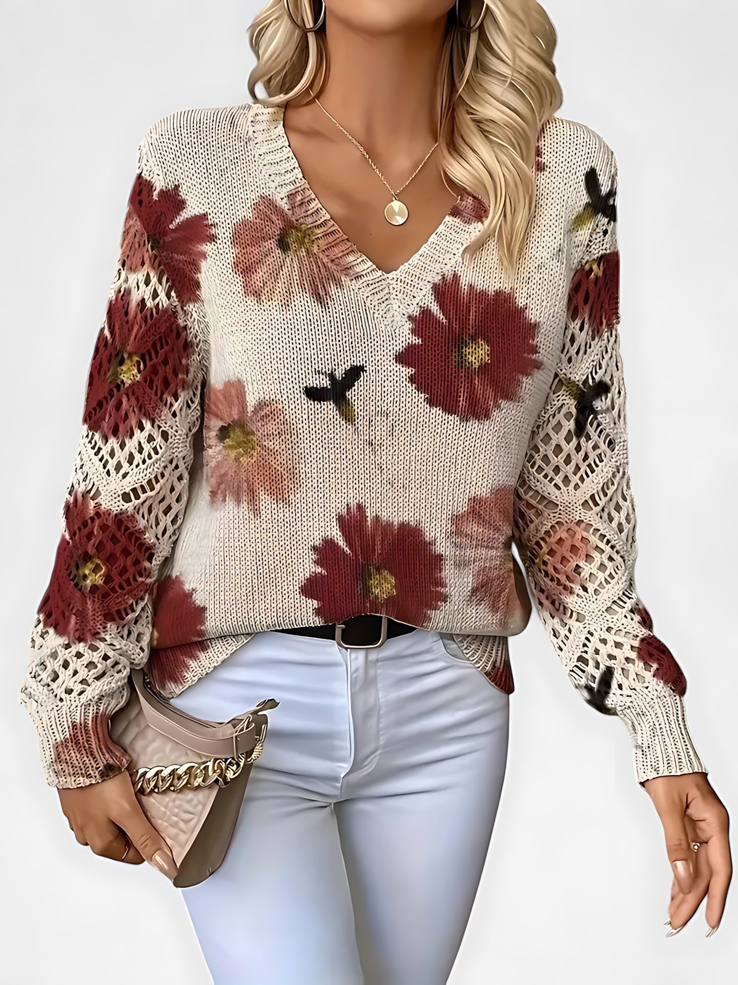 Diana – Floral Print V Neck Blouse