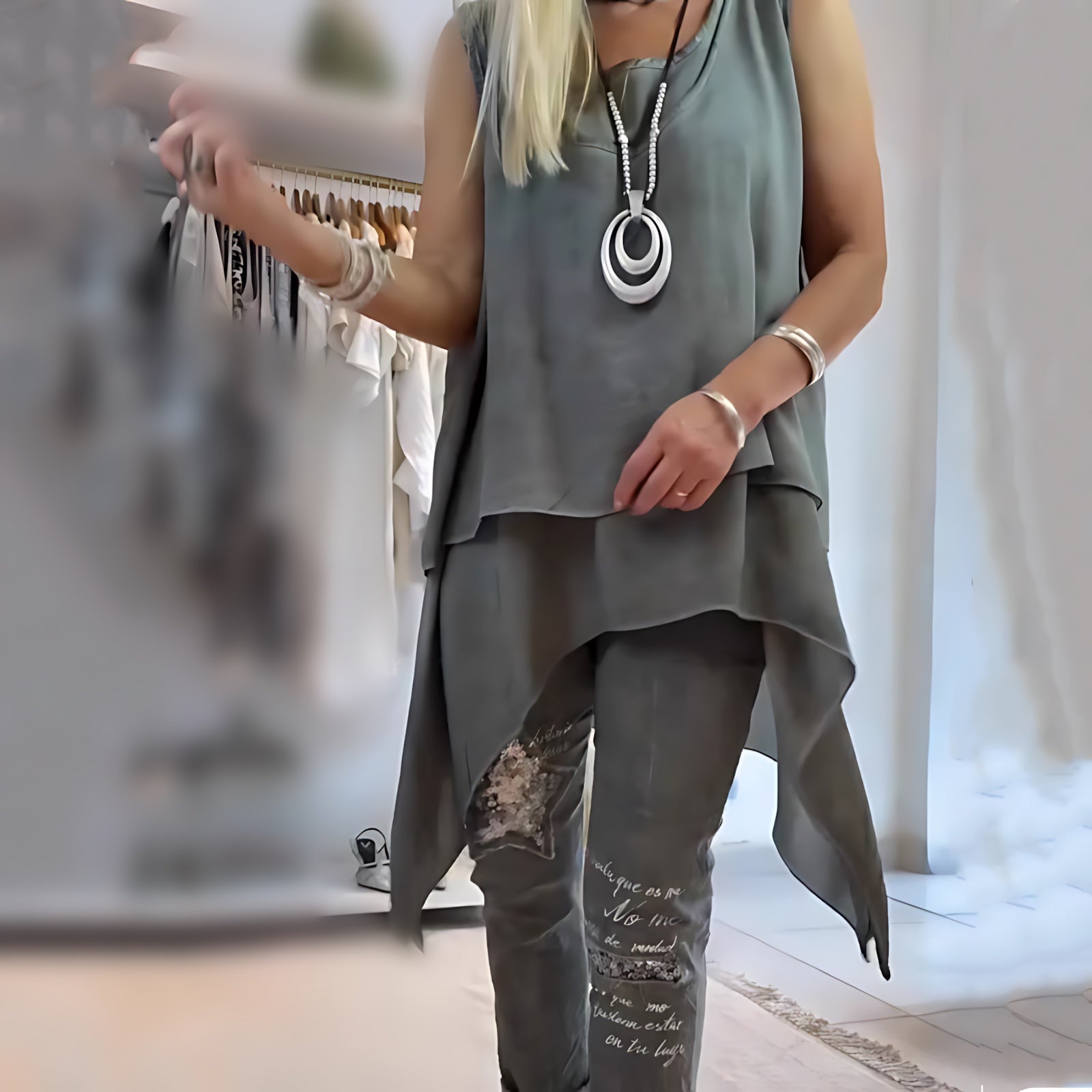 Diana – High Low Tank Top and Floral Print Pants Set