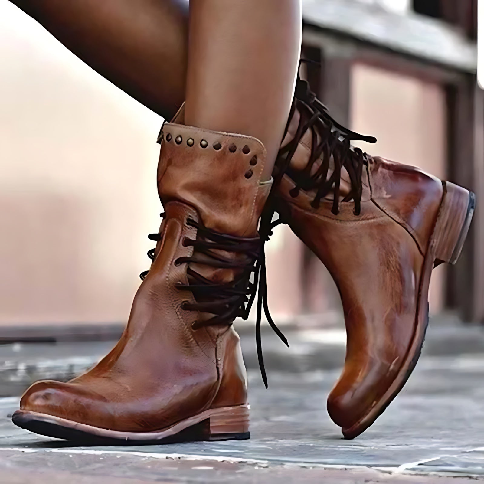 Diana – Leather Lace Up Combat Boots