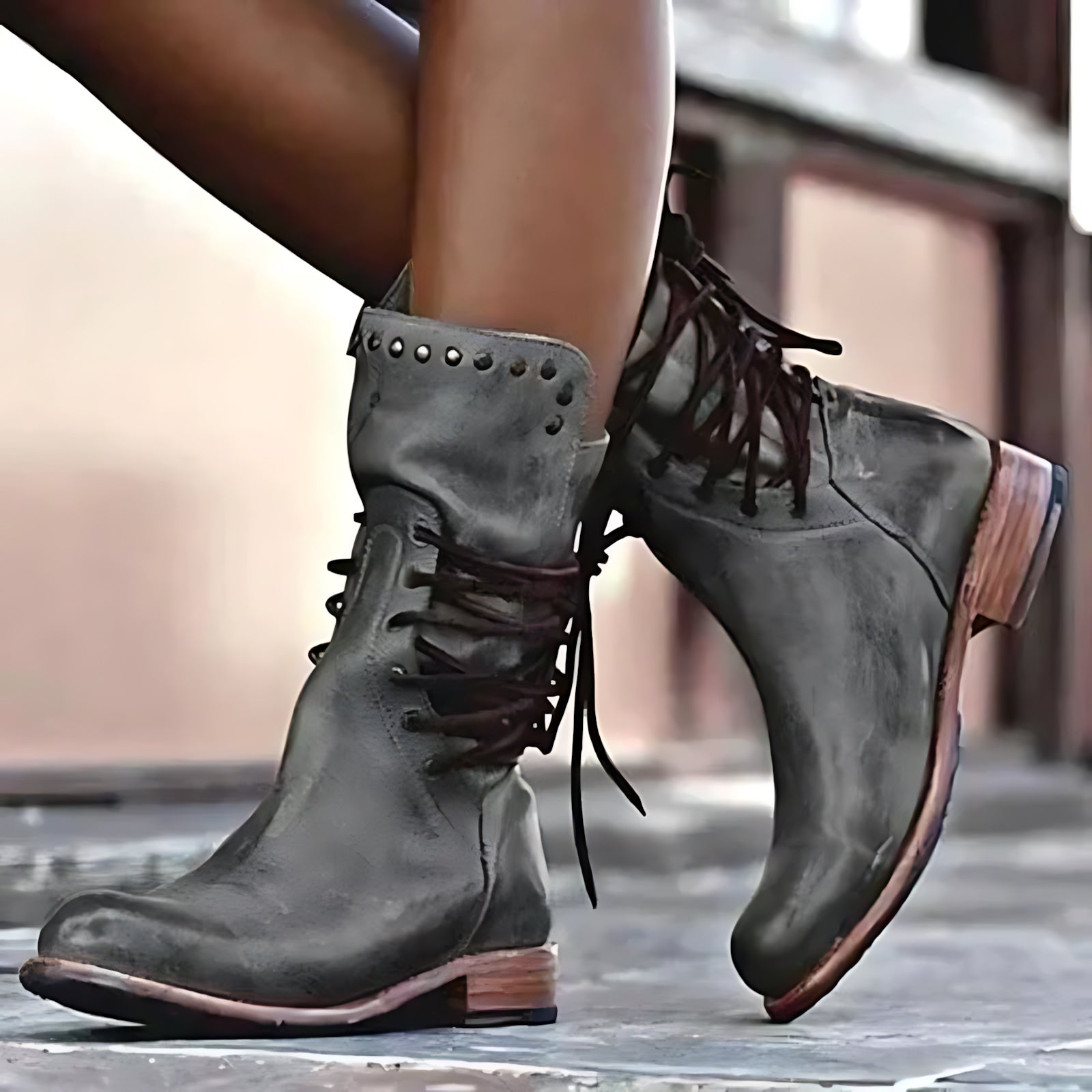 Diana – Leather Lace Up Combat Boots