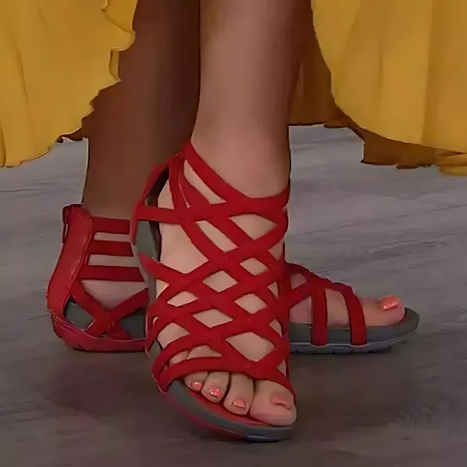 Diana – Woven Cutout Closed Toe Wedge Sandals
