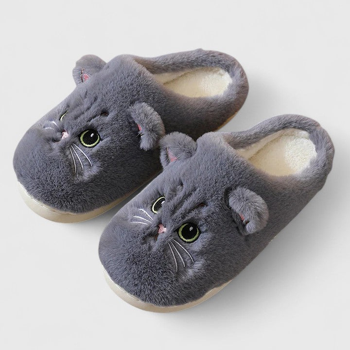 Frances – Cat Embroidered Closed Toe Slippers