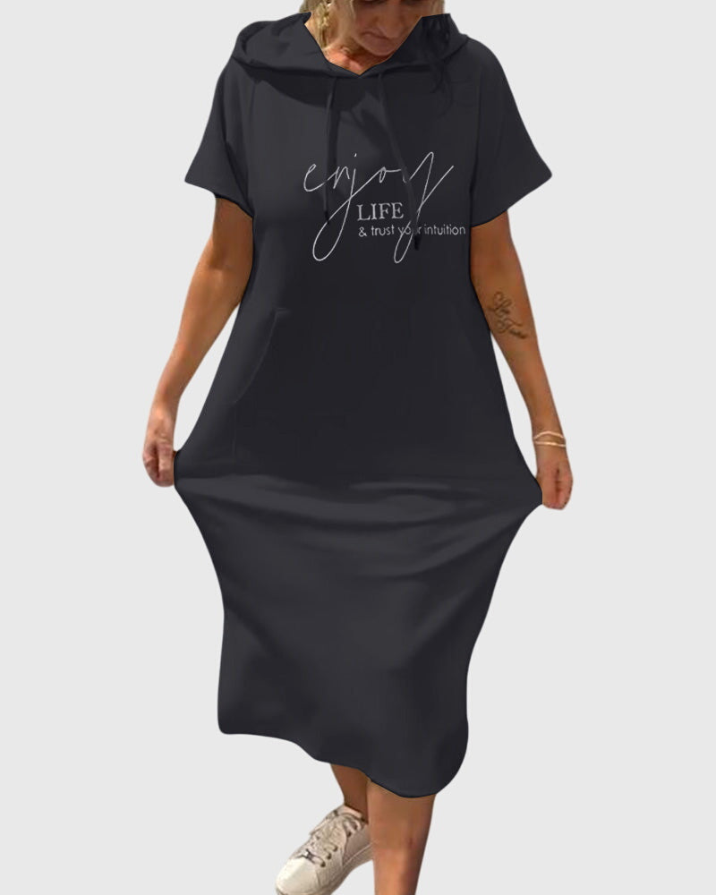 Anouk – Short Sleeve Midi Hoodie Dress