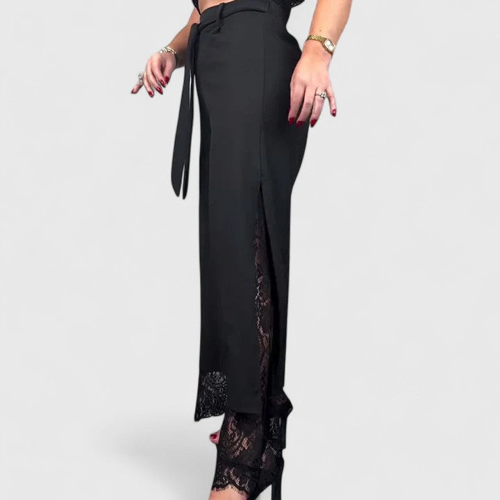 Emily – Lace Hem Wide Leg Pants