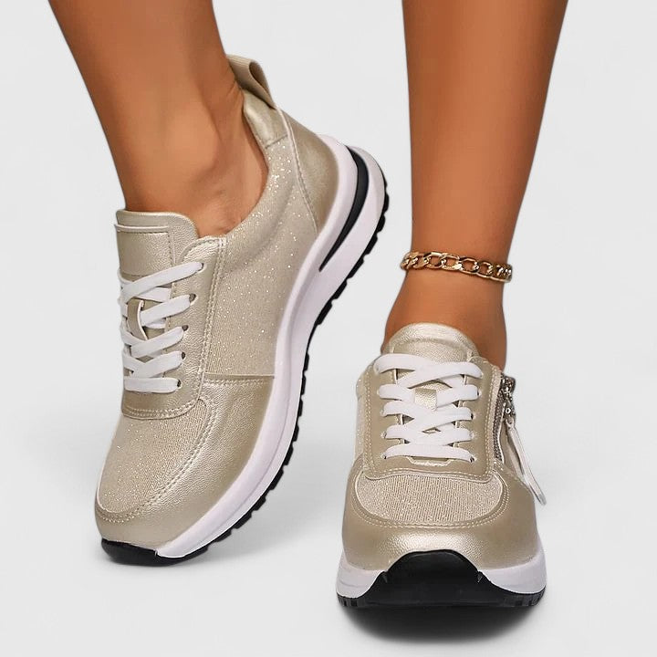 Athena – Metallic Lace Up Hidden Wedge Sneakers