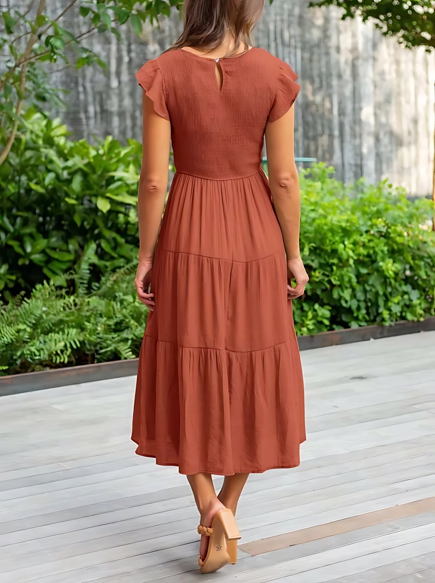 Eden – Ruffle Sleeve Tiered Summer Midi Dress