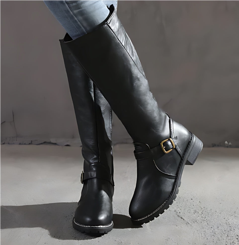 Edith – Leather Knee High Riding Boots