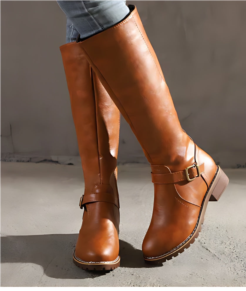 Edith – Leather Knee High Riding Boots