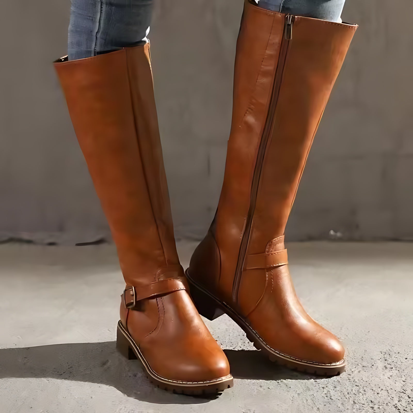 Edith – Leather Knee High Riding Boots