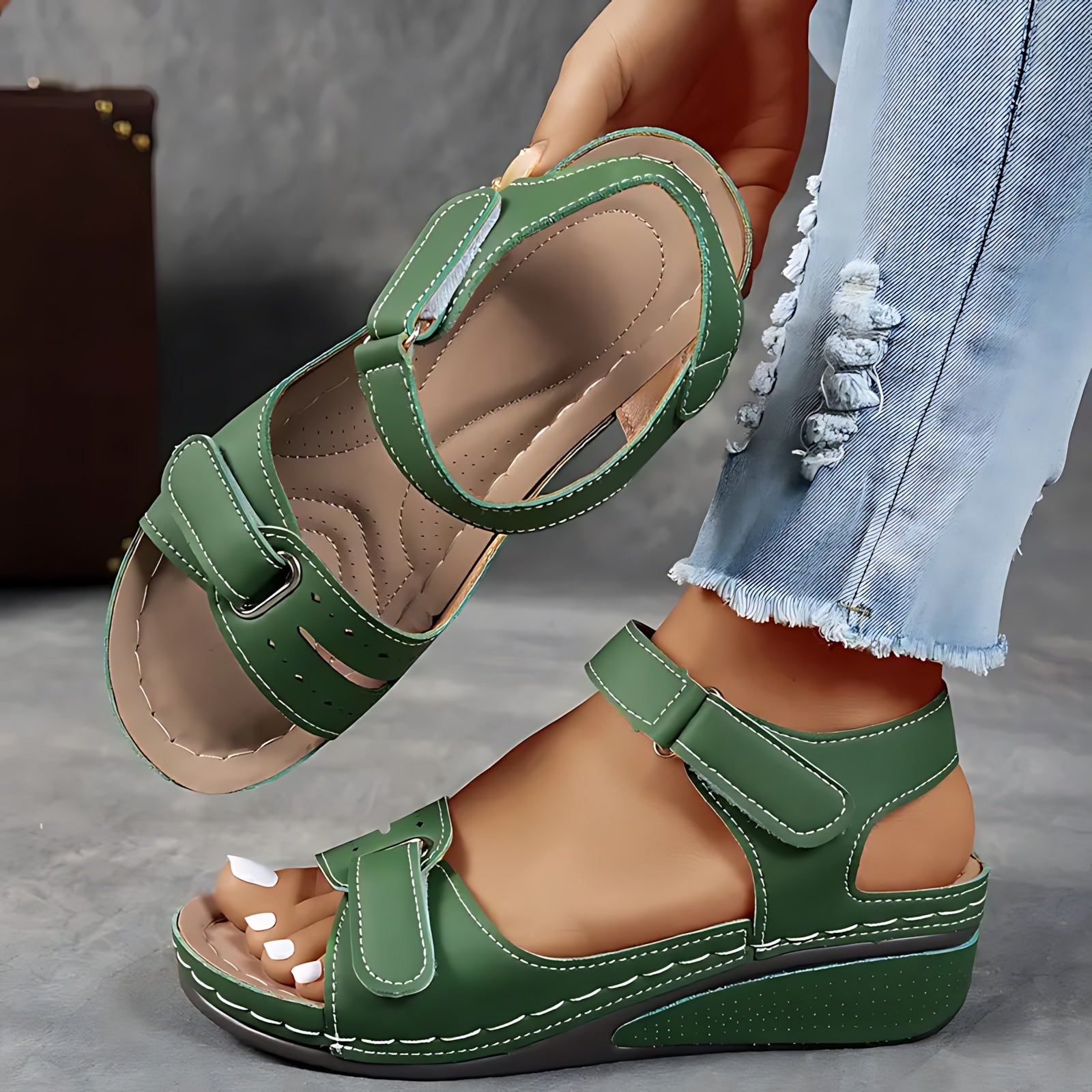Edith – Orthopedic Double Strap Flat Sandals