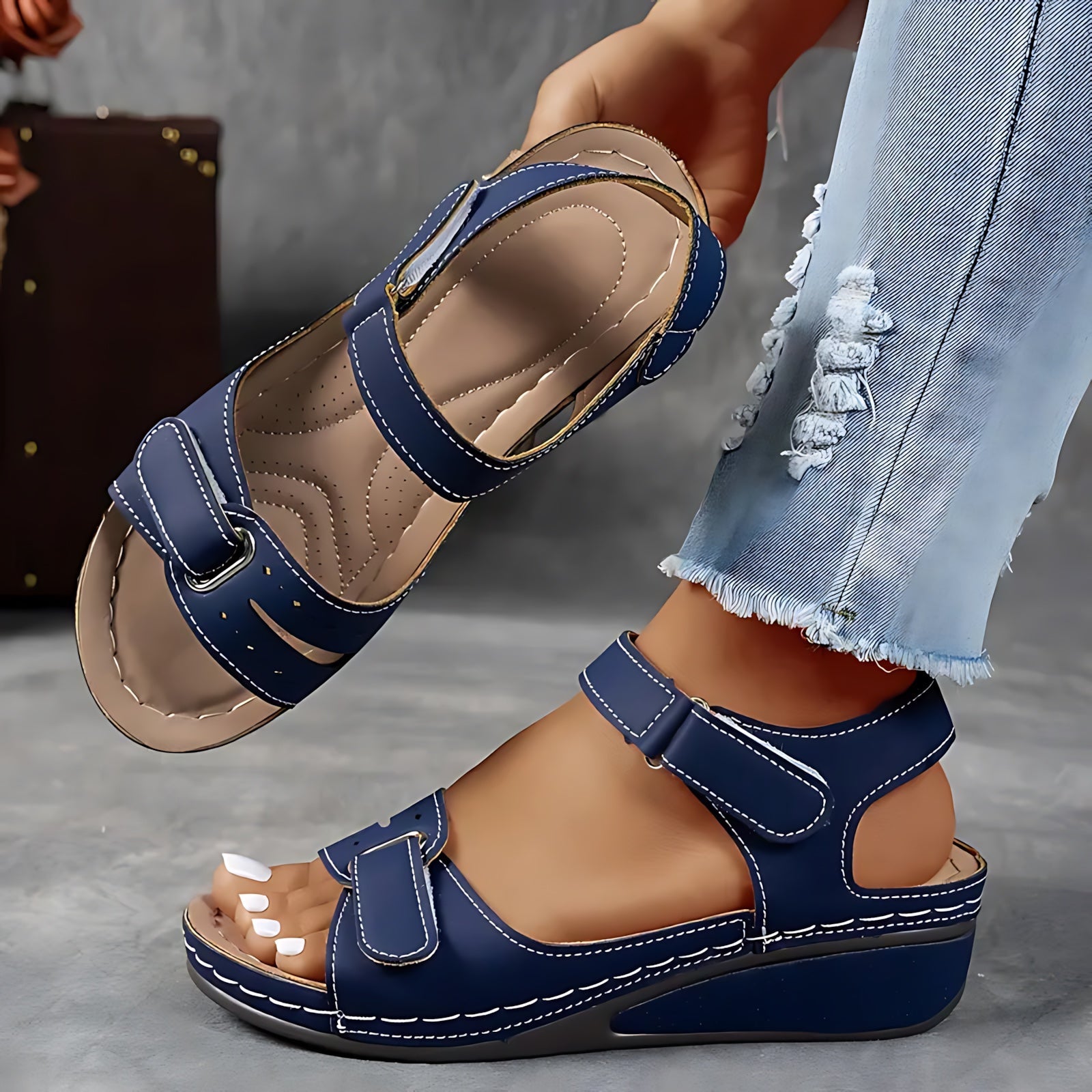 Edith – Orthopedic Double Strap Flat Sandals
