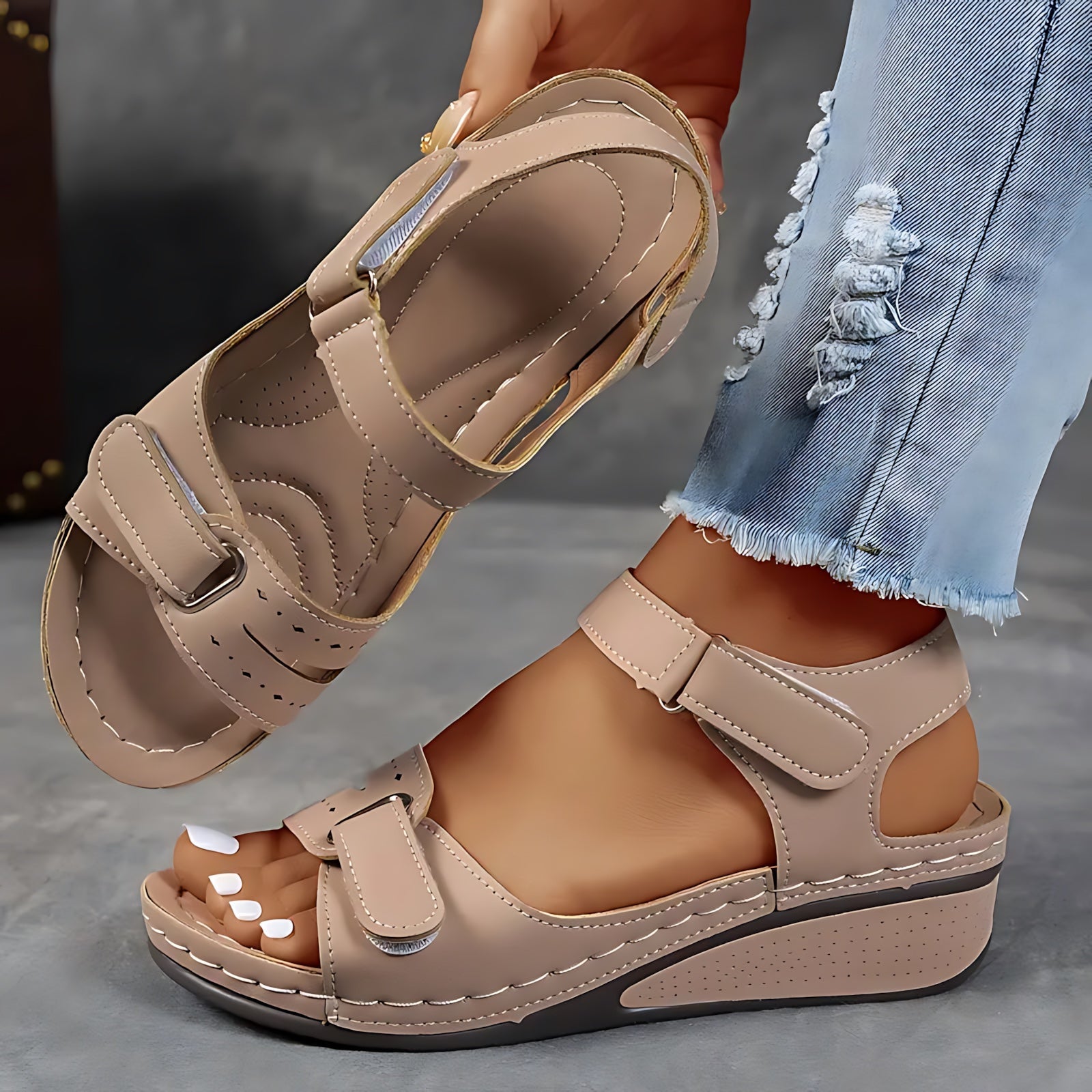 Edith – Orthopedic Double Strap Flat Sandals