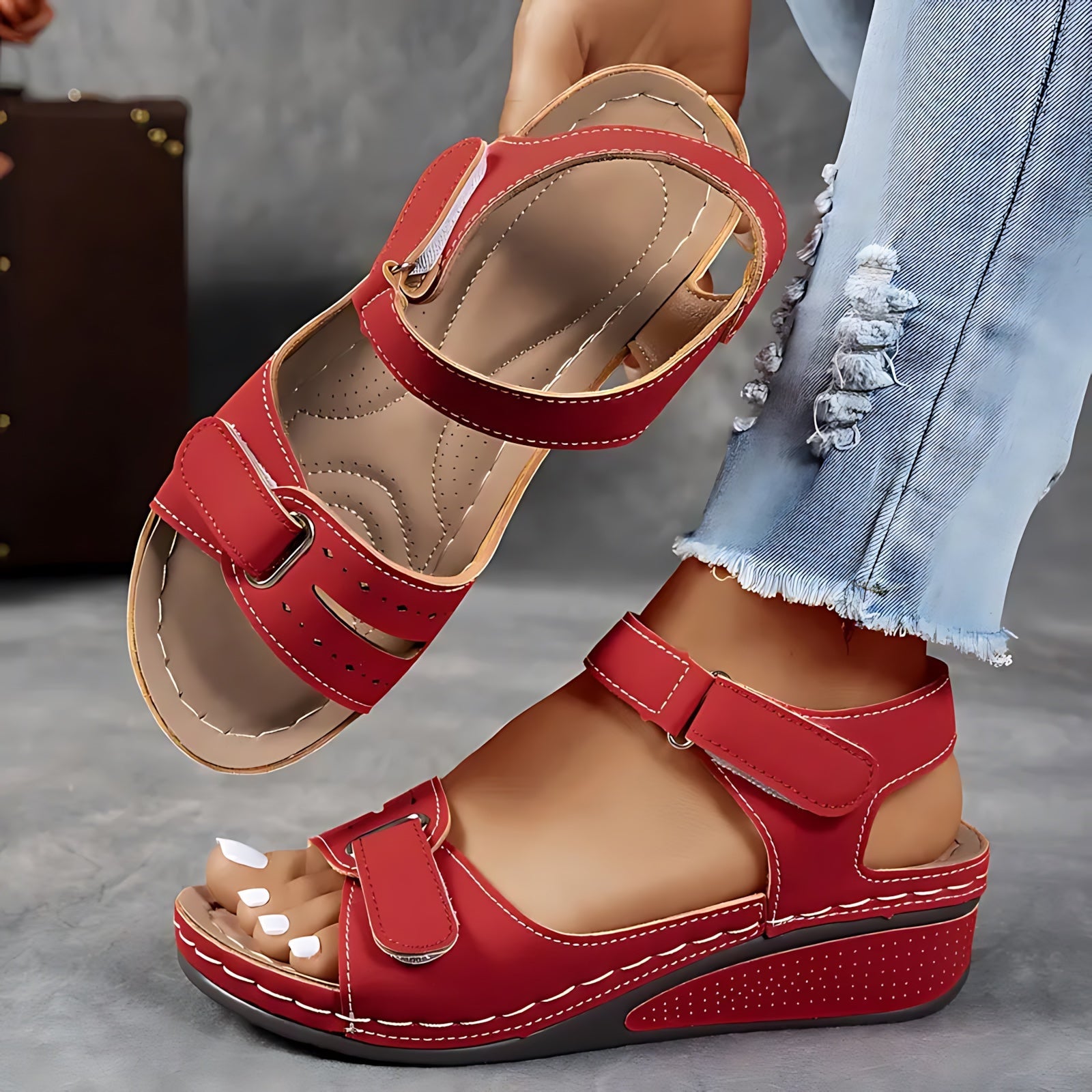 Edith – Orthopedic Double Strap Flat Sandals