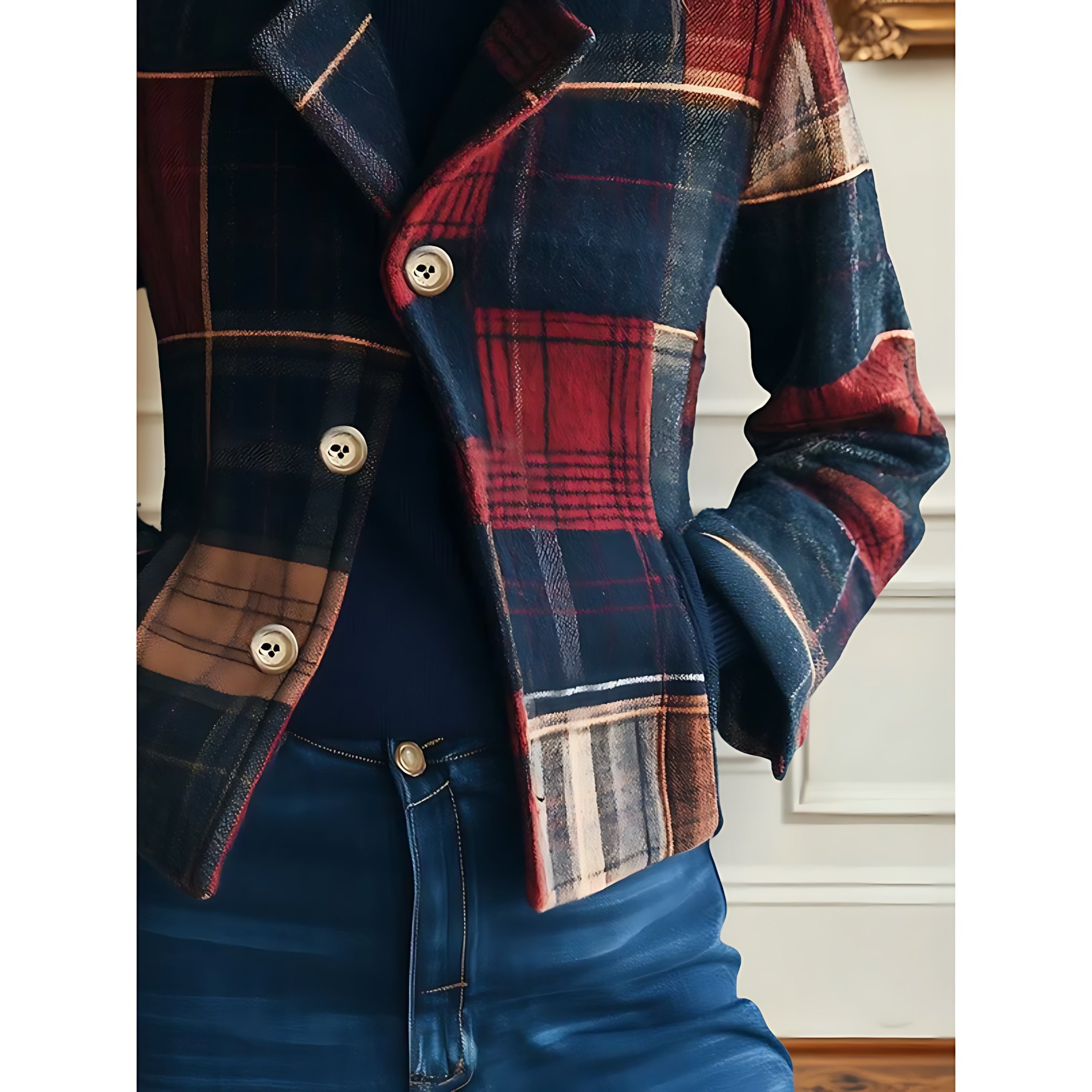 Edith – Plaid Patchwork Button Up Jacket