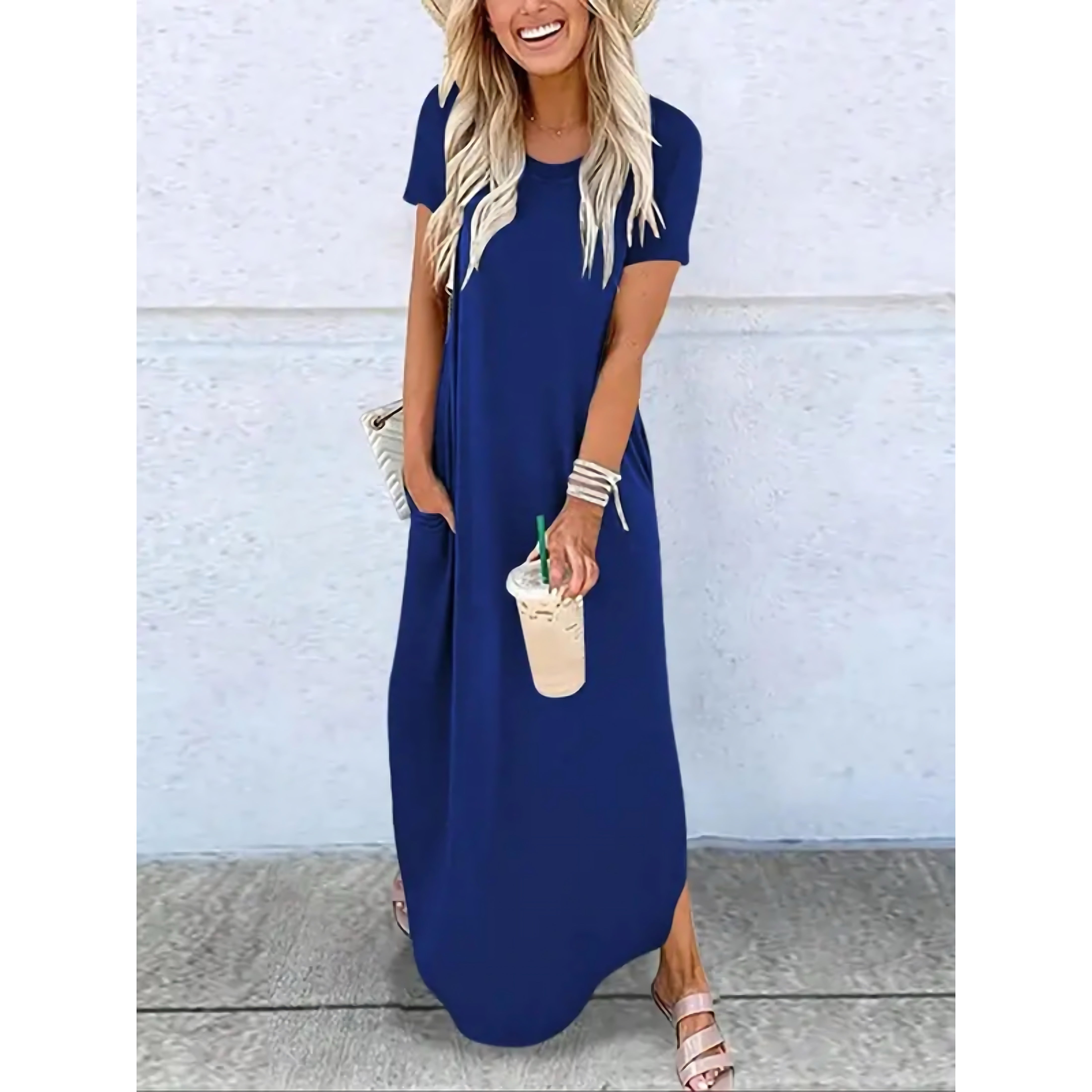 Edith – Short Sleeve Slit Summer Maxi Dress