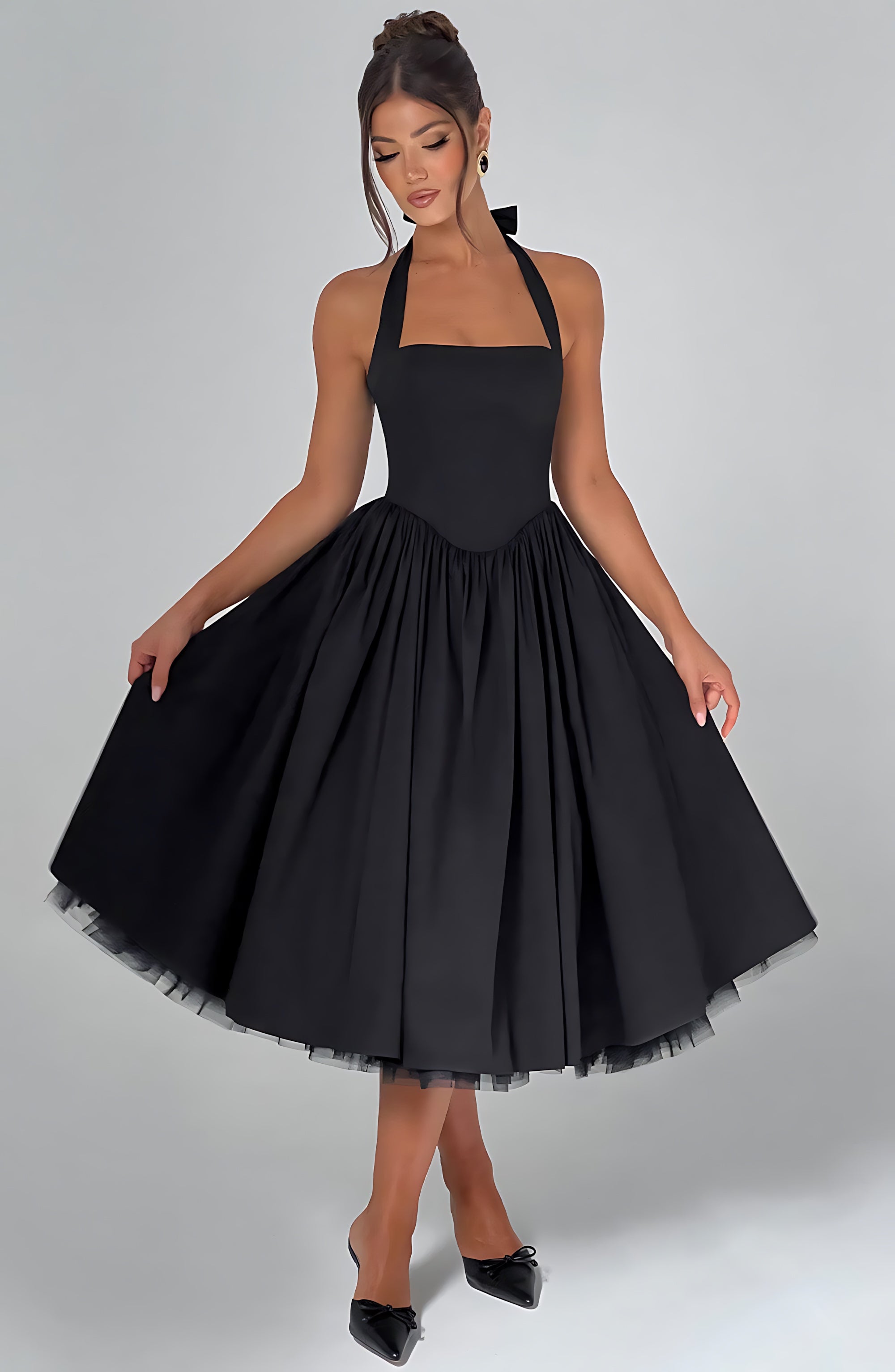Edith – Square Neck A Line Summer Midi Dress