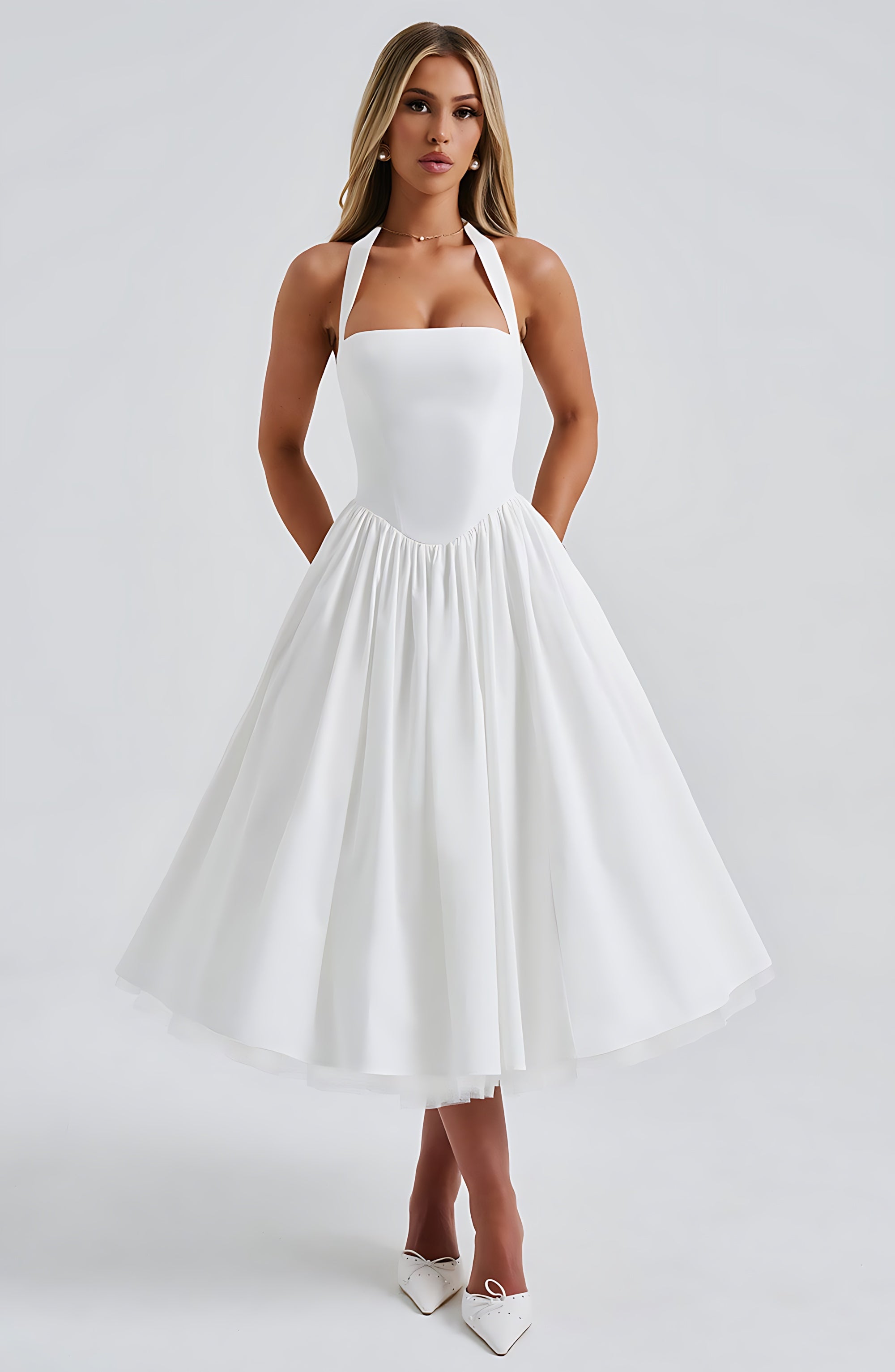 Edith – Square Neck A Line Summer Midi Dress