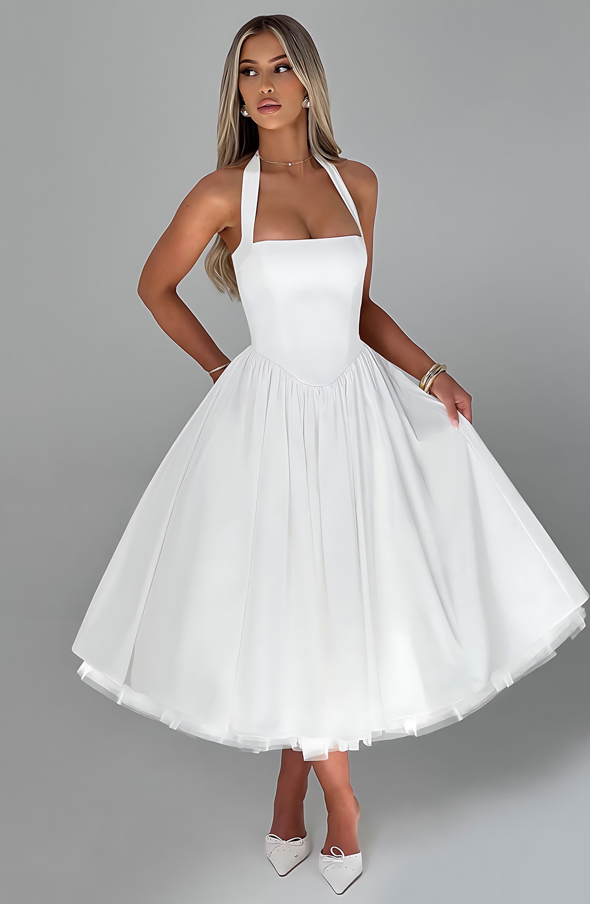 Edith – Square Neck A Line Summer Midi Dress
