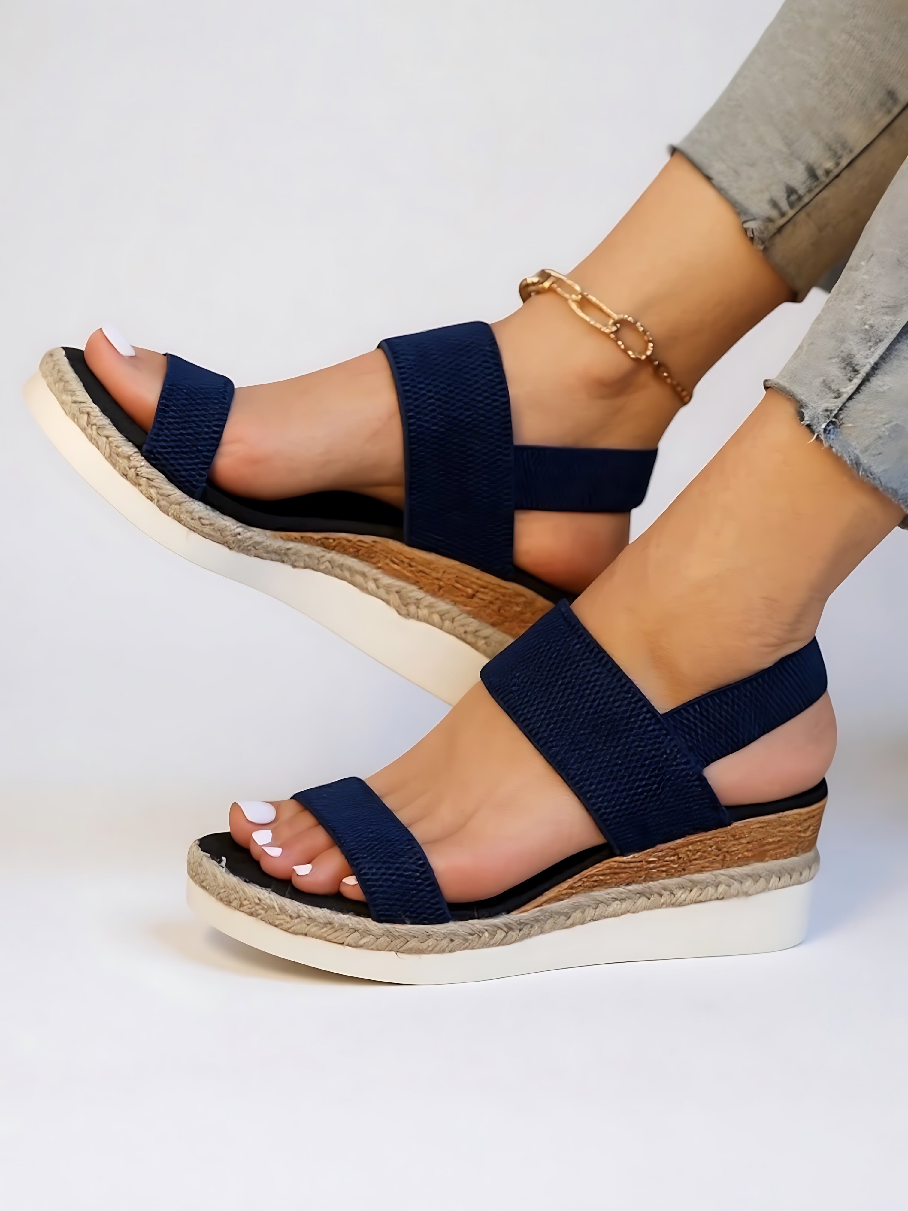 Eleanor – Open Toe Ankle Strap Flatform Sandals