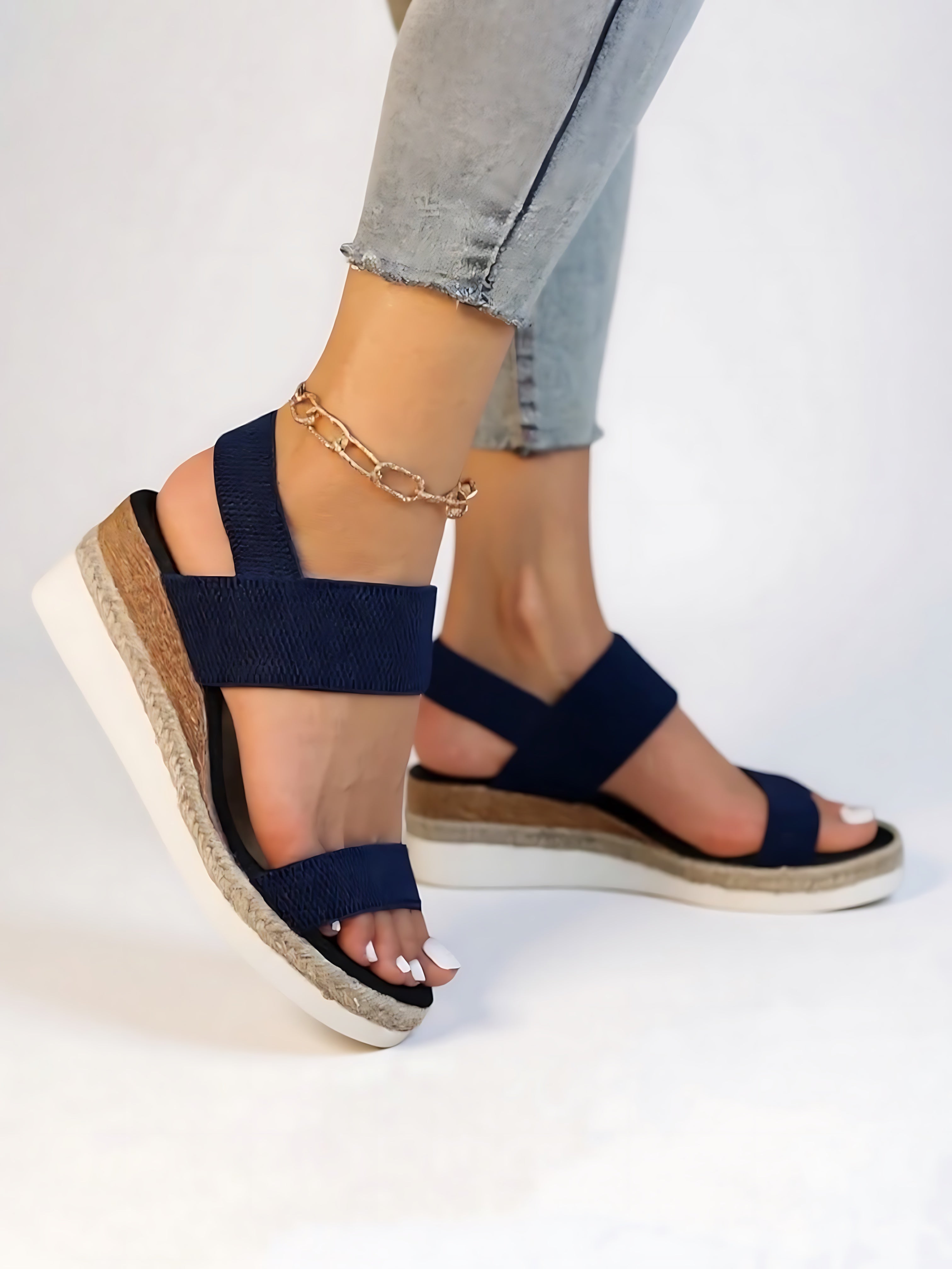 Eleanor – Open Toe Ankle Strap Flatform Sandals