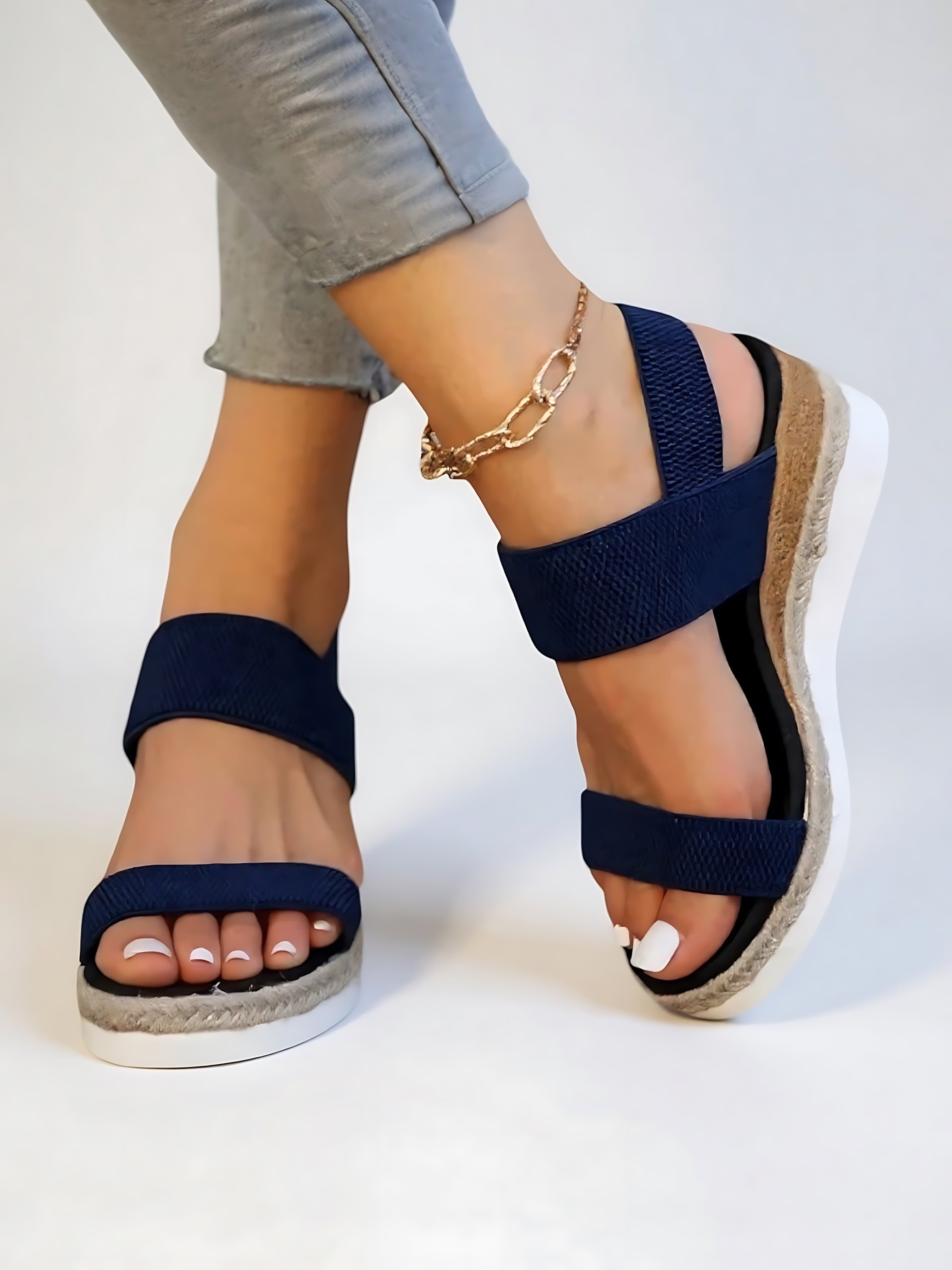 Eleanor – Open Toe Ankle Strap Flatform Sandals
