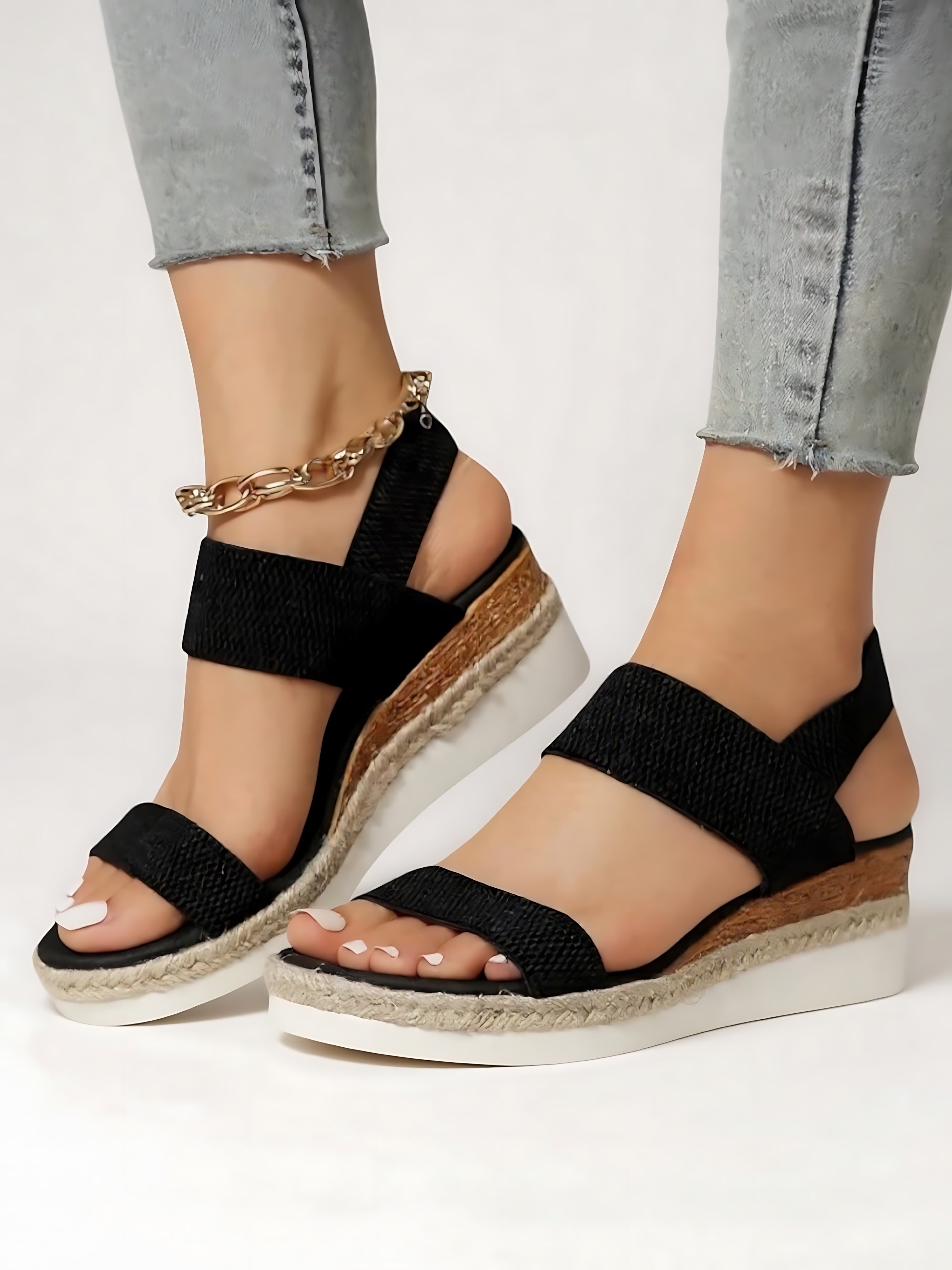 Eleanor – Open Toe Ankle Strap Flatform Sandals