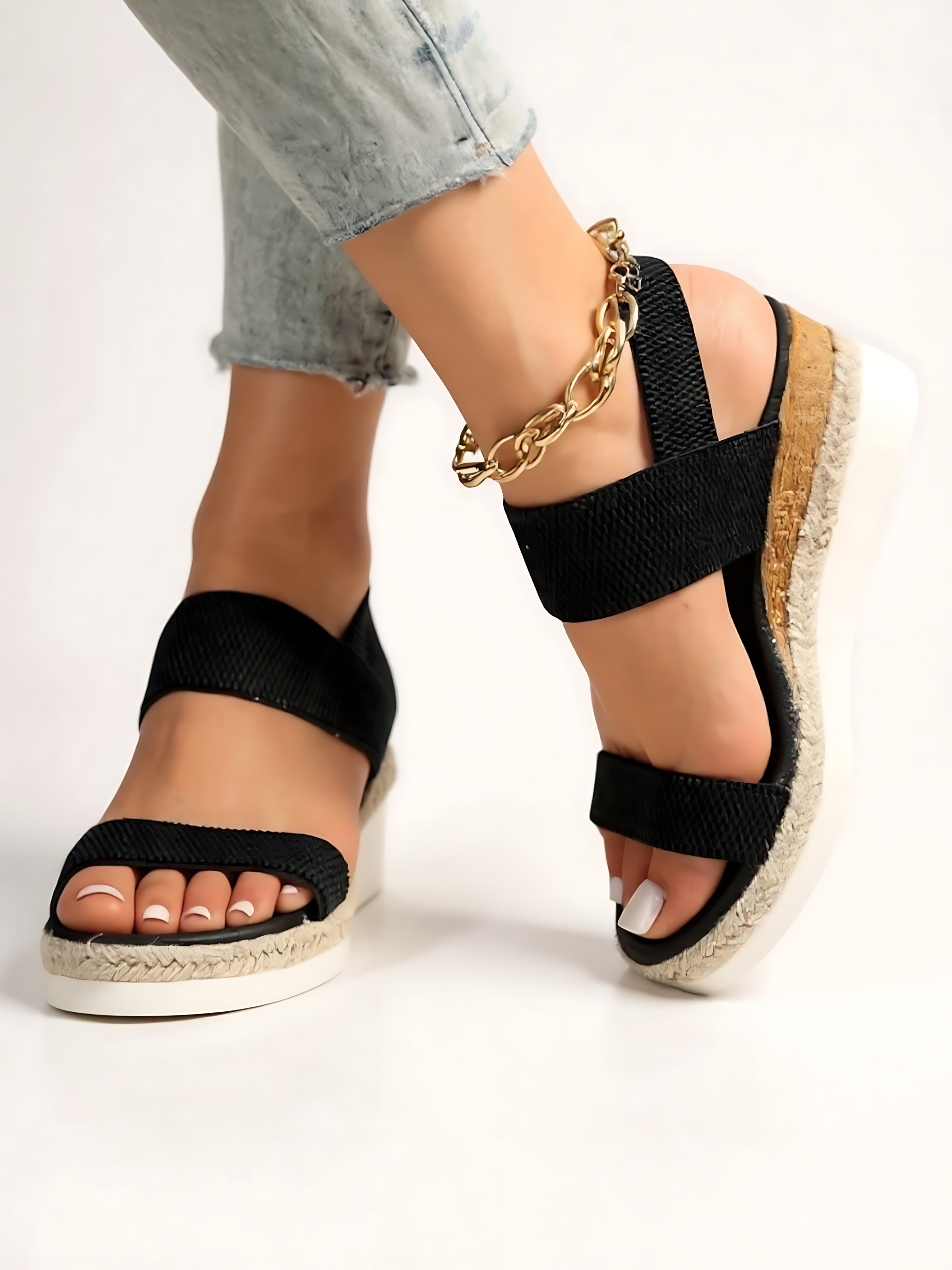 Eleanor – Open Toe Ankle Strap Flatform Sandals