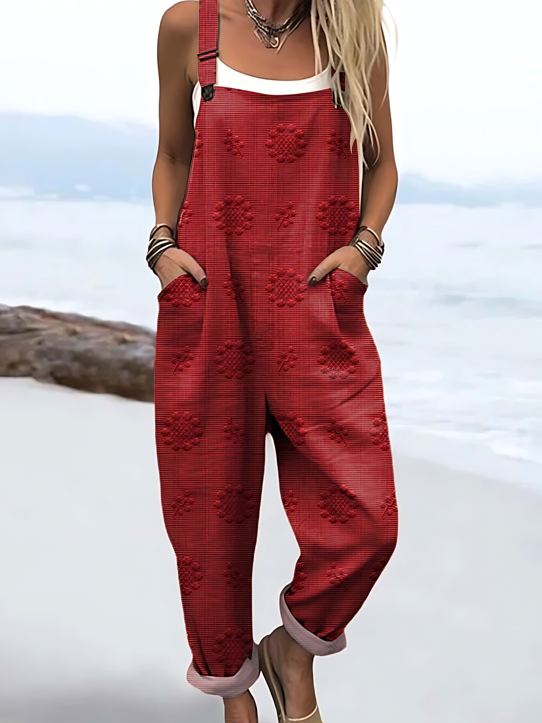 Eleanor – Textured Baggy Overalls