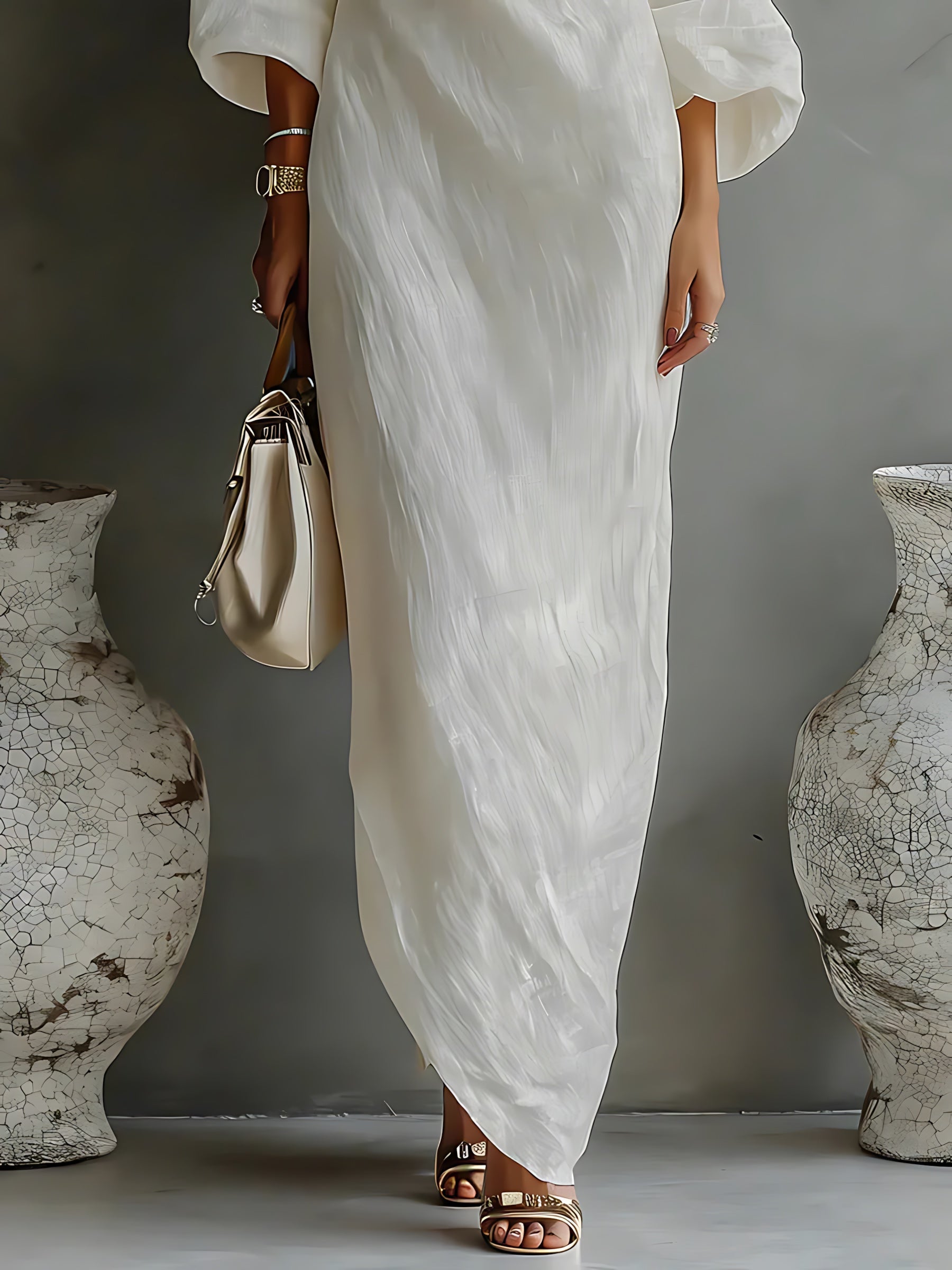 Eliana – One Shoulder Draped Evening Maxi Dress