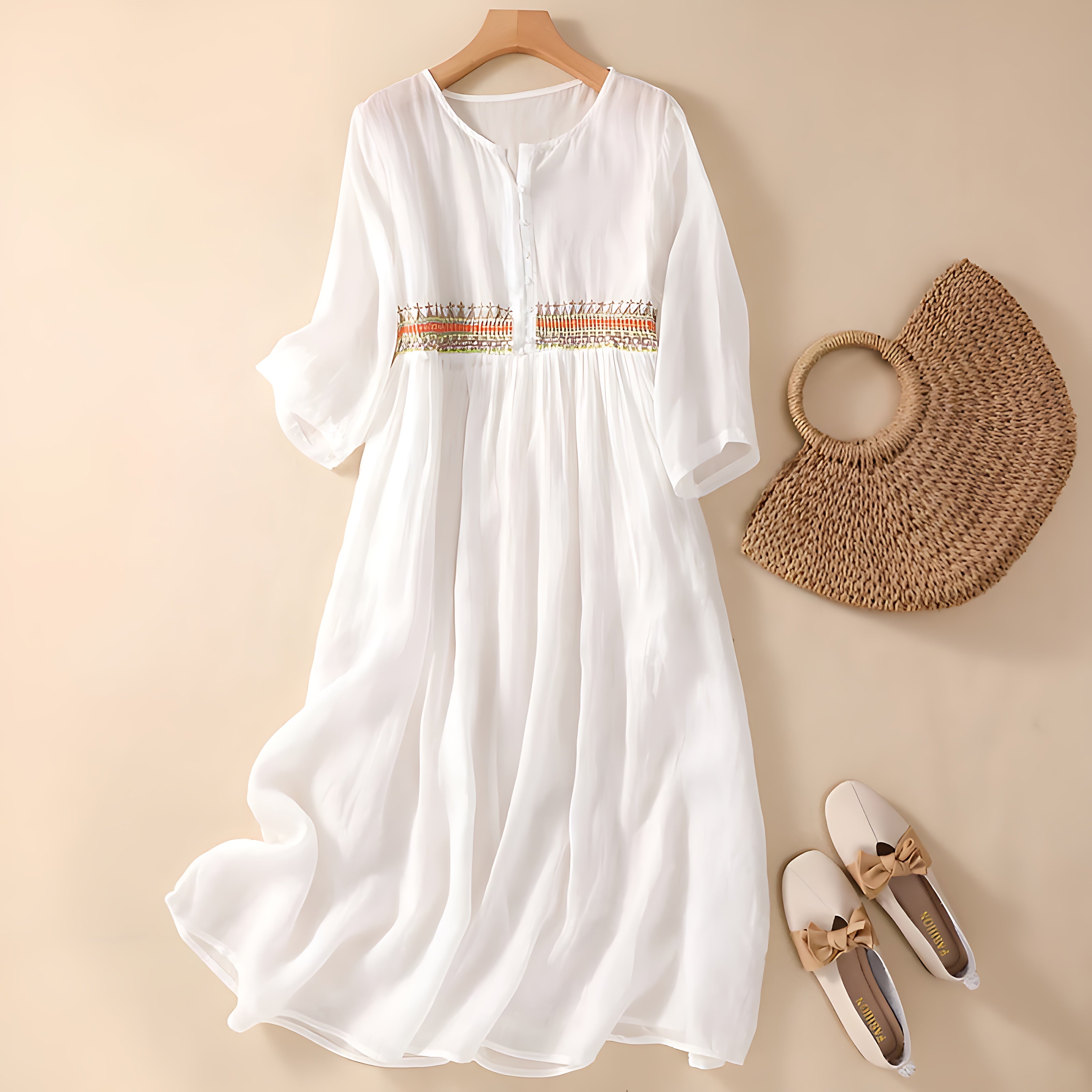 Eliana – Puff Sleeve Flowy Summer Maxi Dress