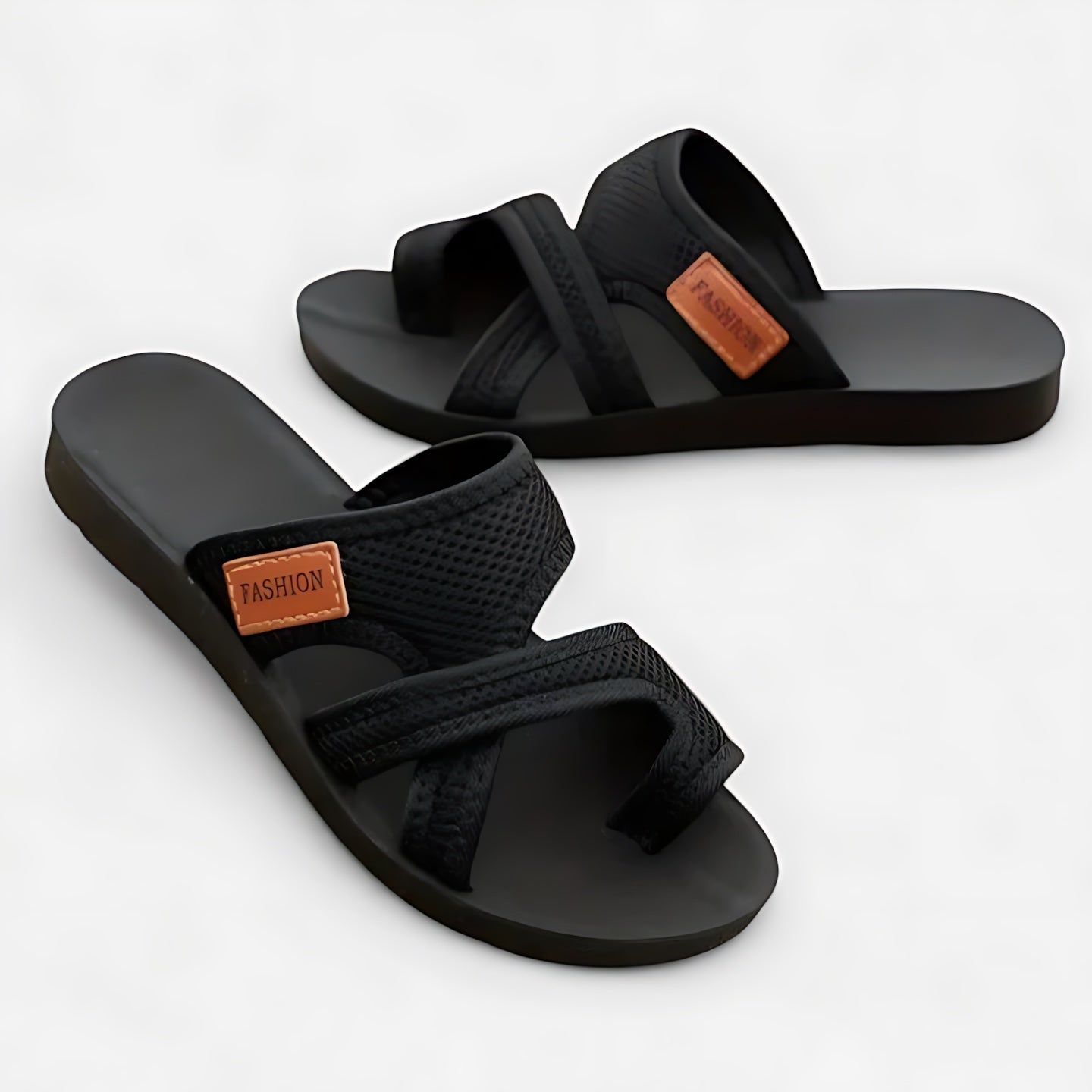 Eliana – Toe Loop Crossover Flat Slide Sandals