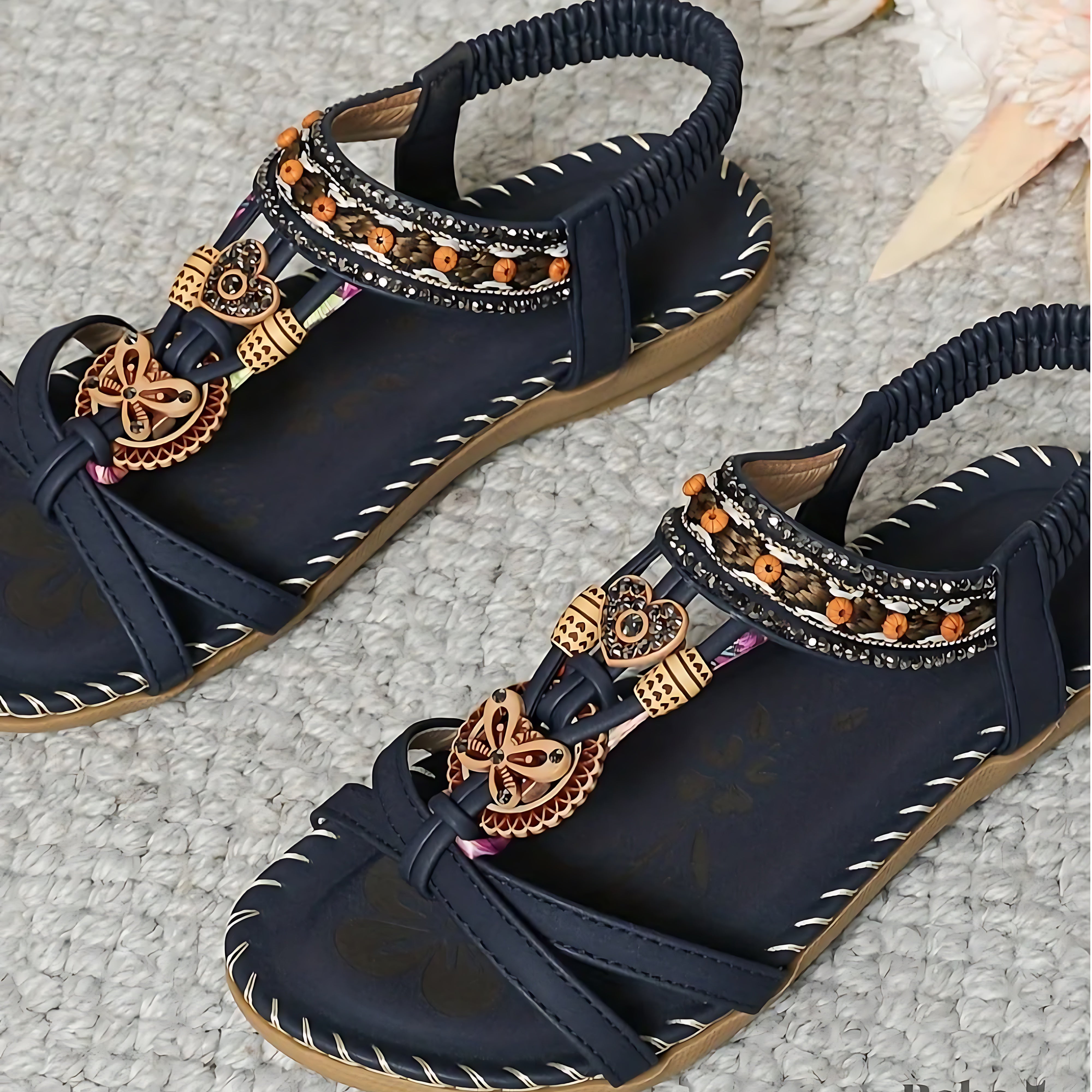 Elise – Beaded Boho Thong Flat Sandals