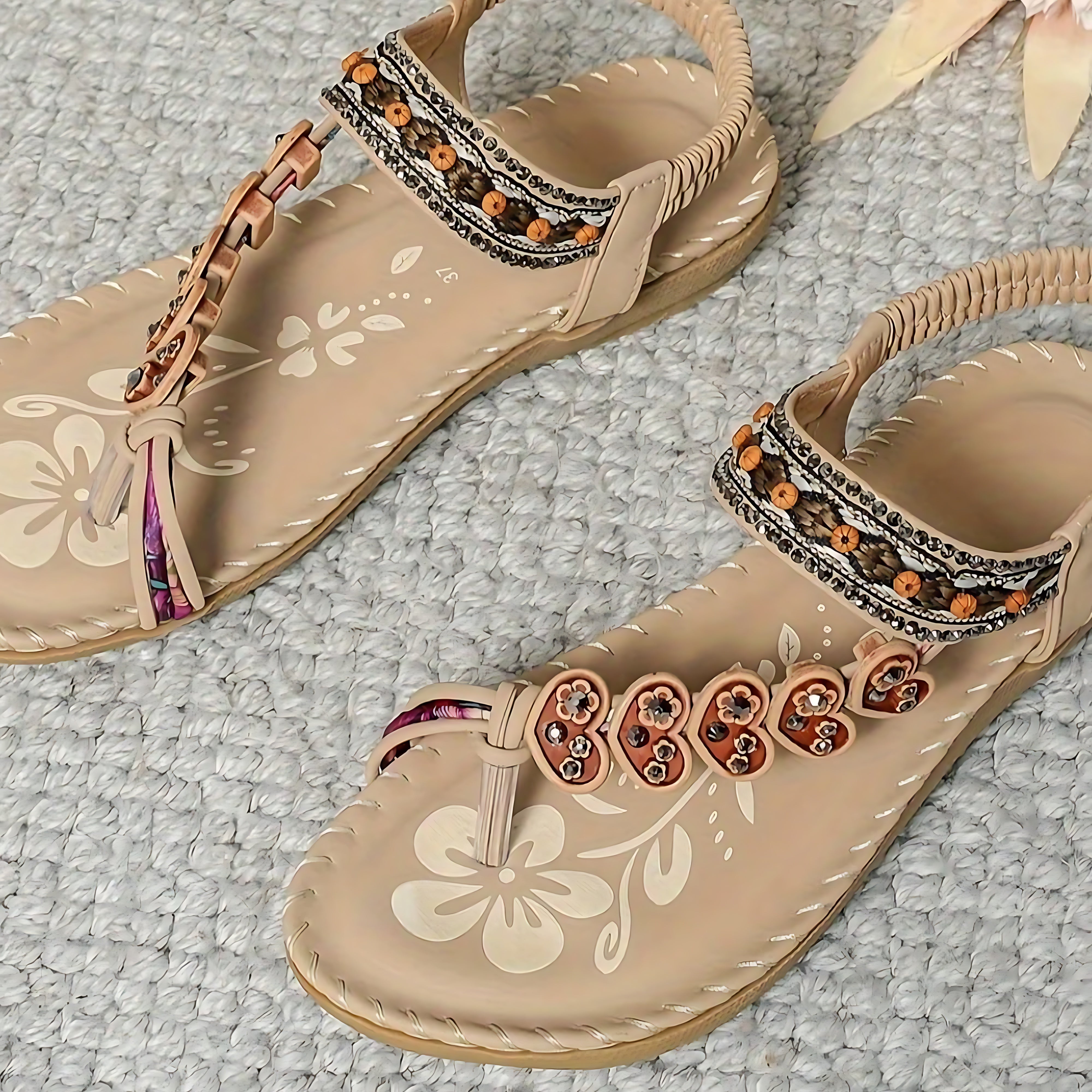 Elise – Beaded Boho Thong Flat Sandals